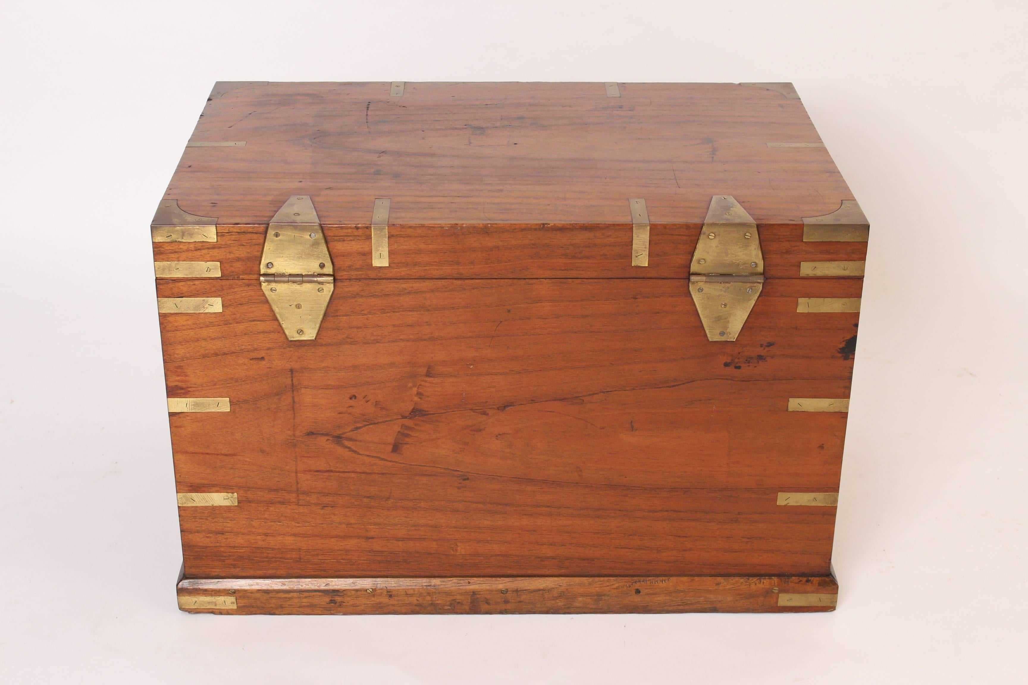 English Brass-Mounted Campaign Trunk In Good Condition In Laguna Beach, CA