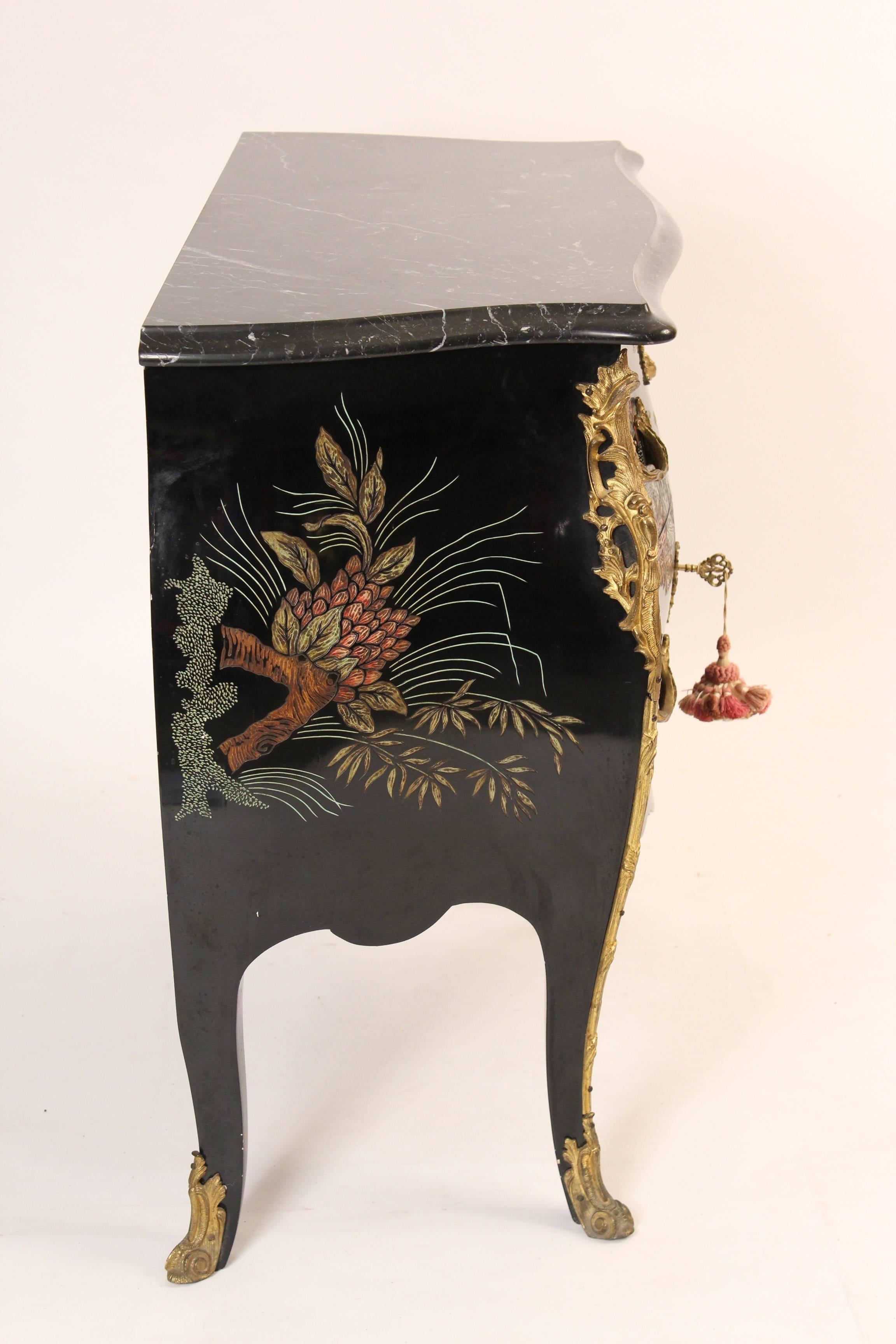 Late 20th Century Pair of Louis XV Style Coromandel Lacquer Commodes