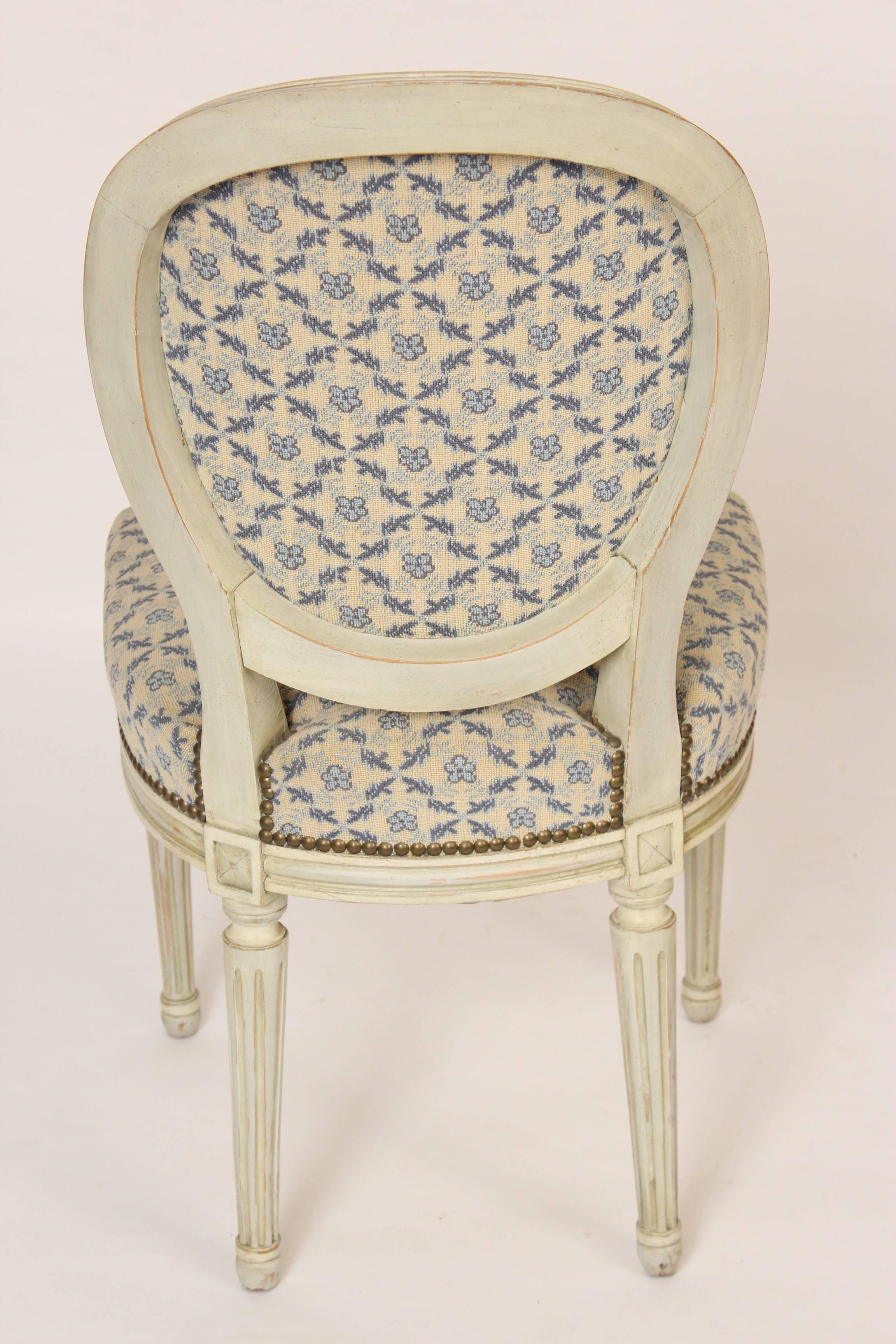 Set of Four Louis XVI Style Griselle Painted Side Chairs In Excellent Condition In Laguna Beach, CA