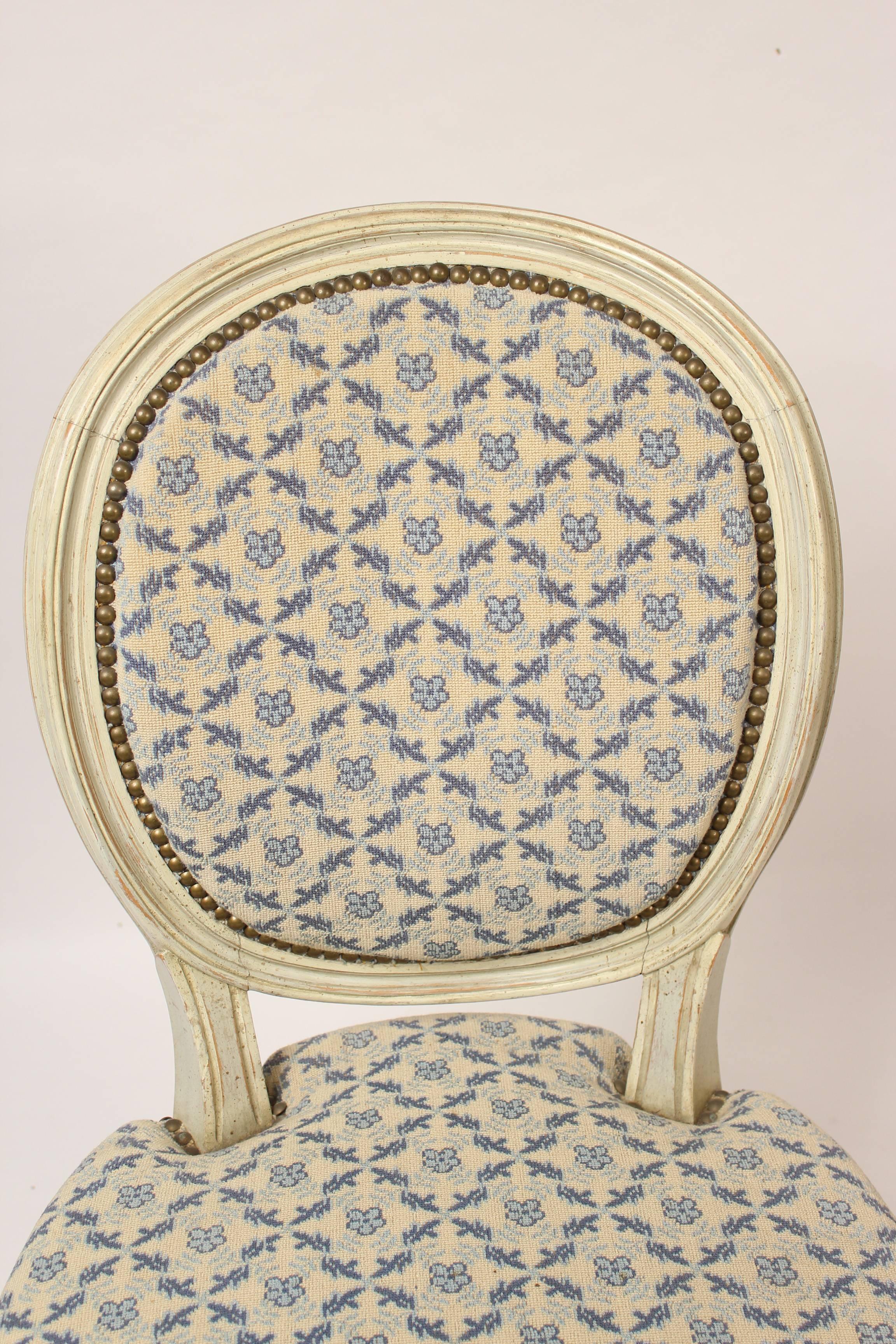 Set of Four Louis XVI Style Griselle Painted Side Chairs 4