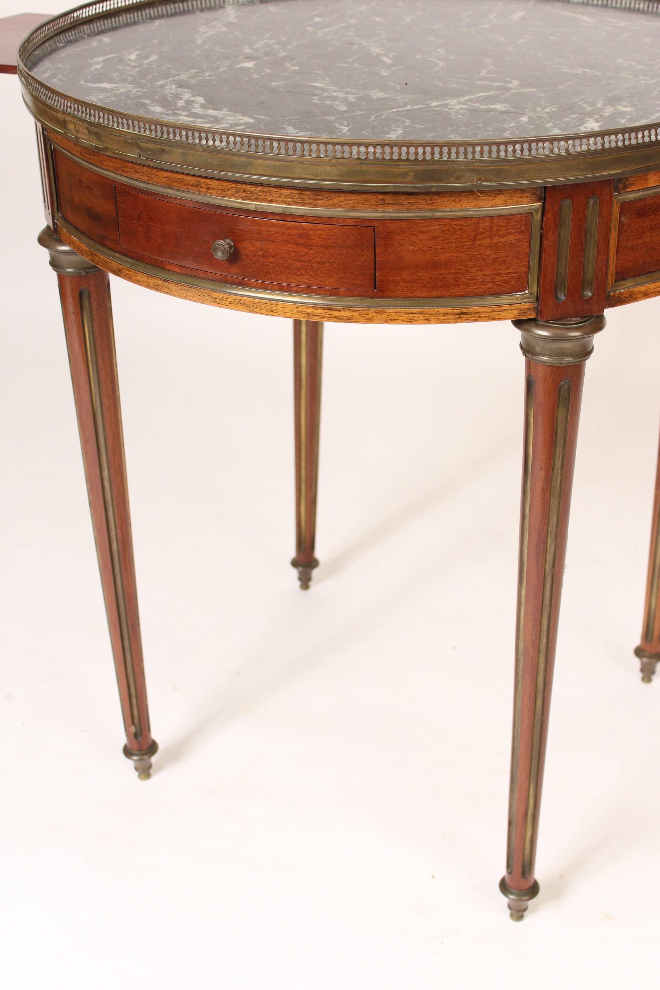 French Louis XVI Mahogany Marble-Top Bouillotte Table