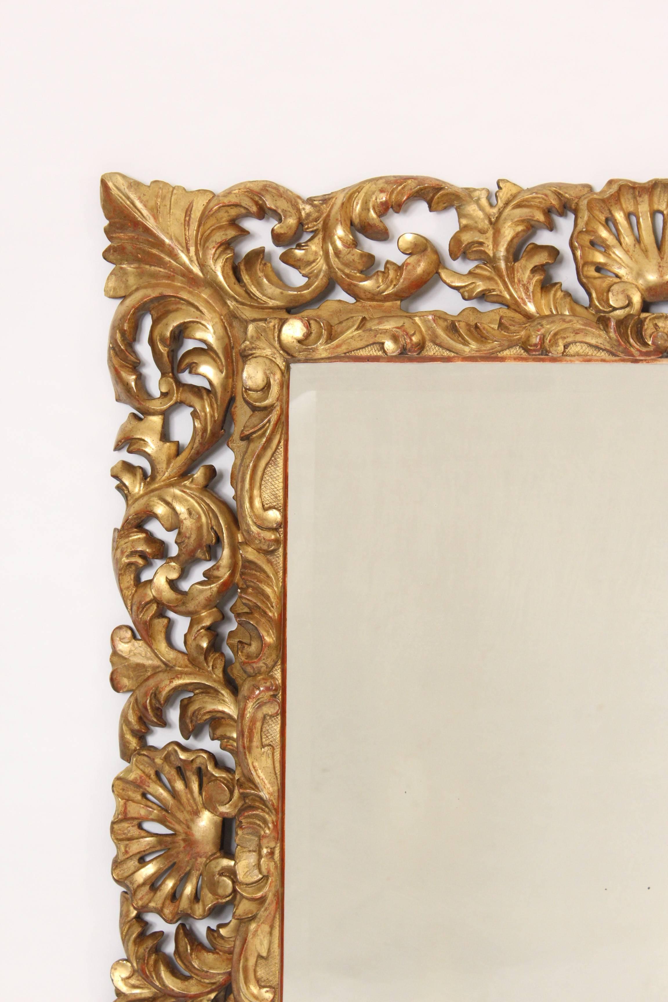 European Antique Baroque Style Gilt Wood Mirror