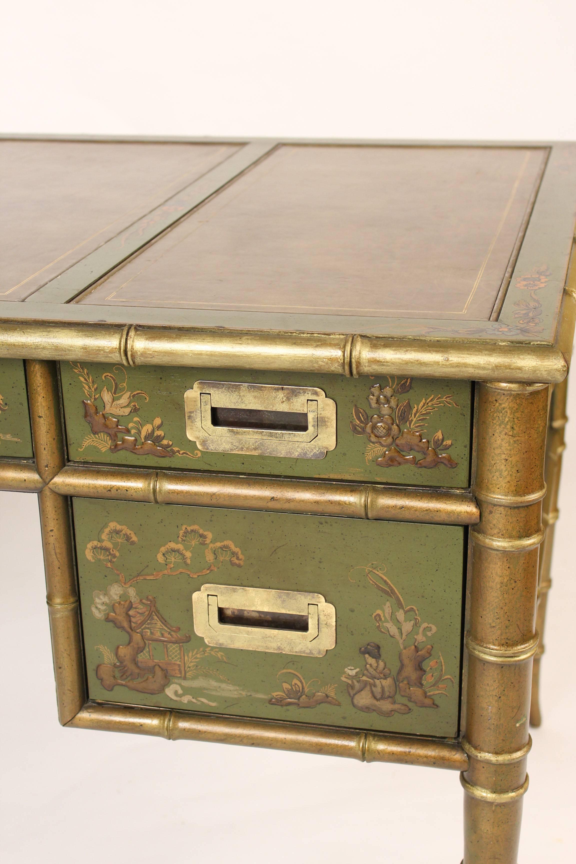 North American English Regency Style Chinoiserie Decorated Desk