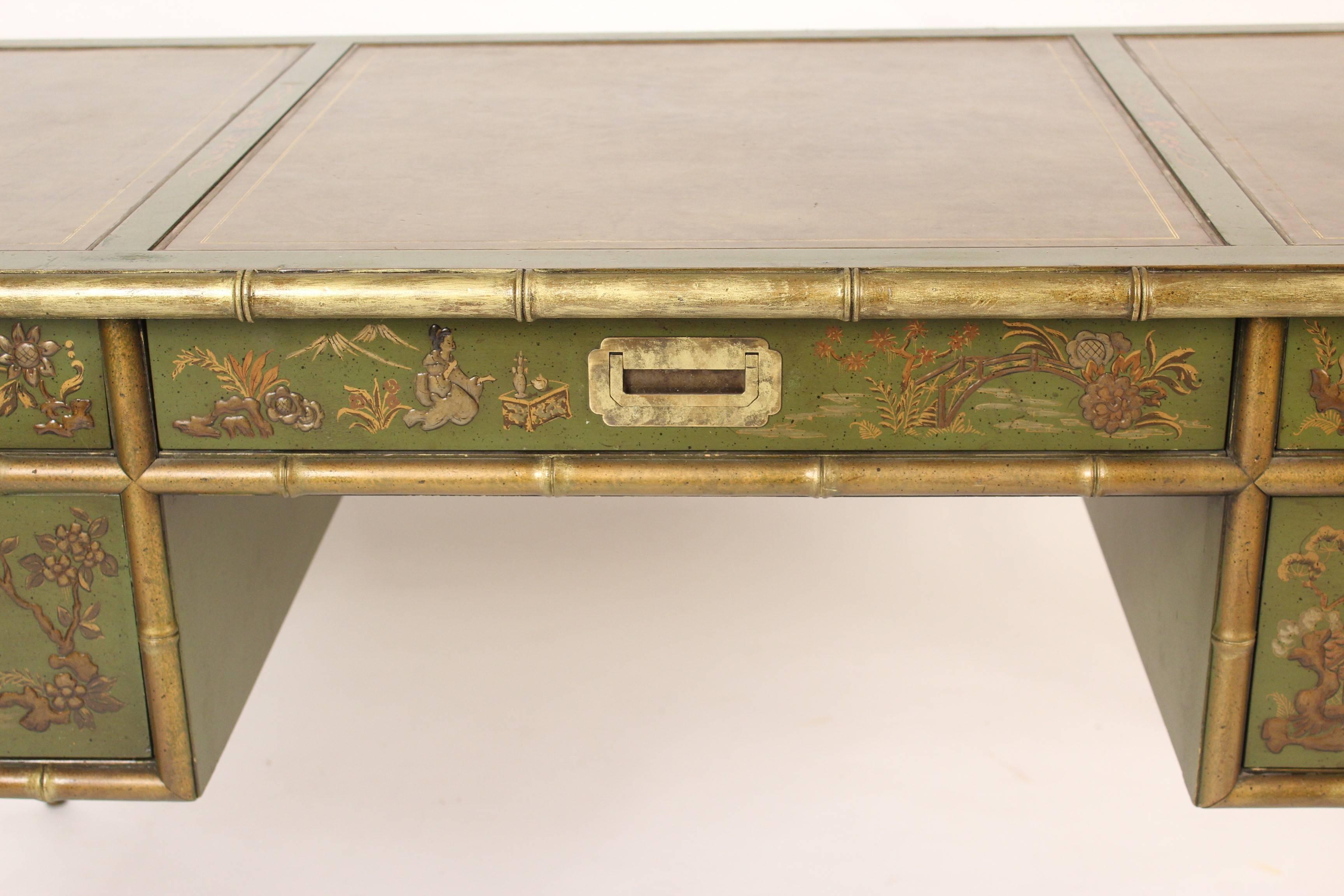 English Regency Style Chinoiserie Decorated Desk In Good Condition In Laguna Beach, CA