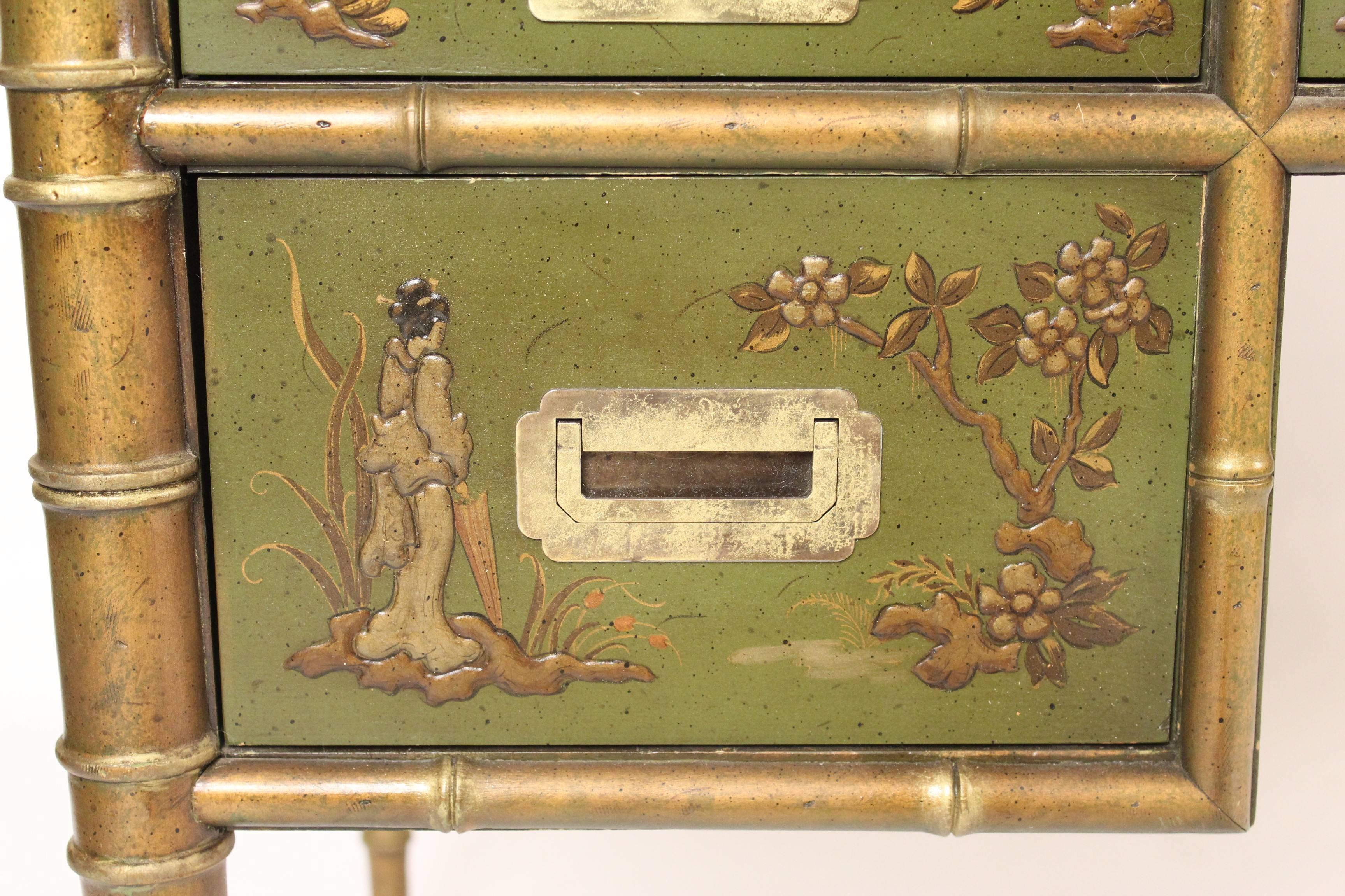 Late 20th Century English Regency Style Chinoiserie Decorated Desk