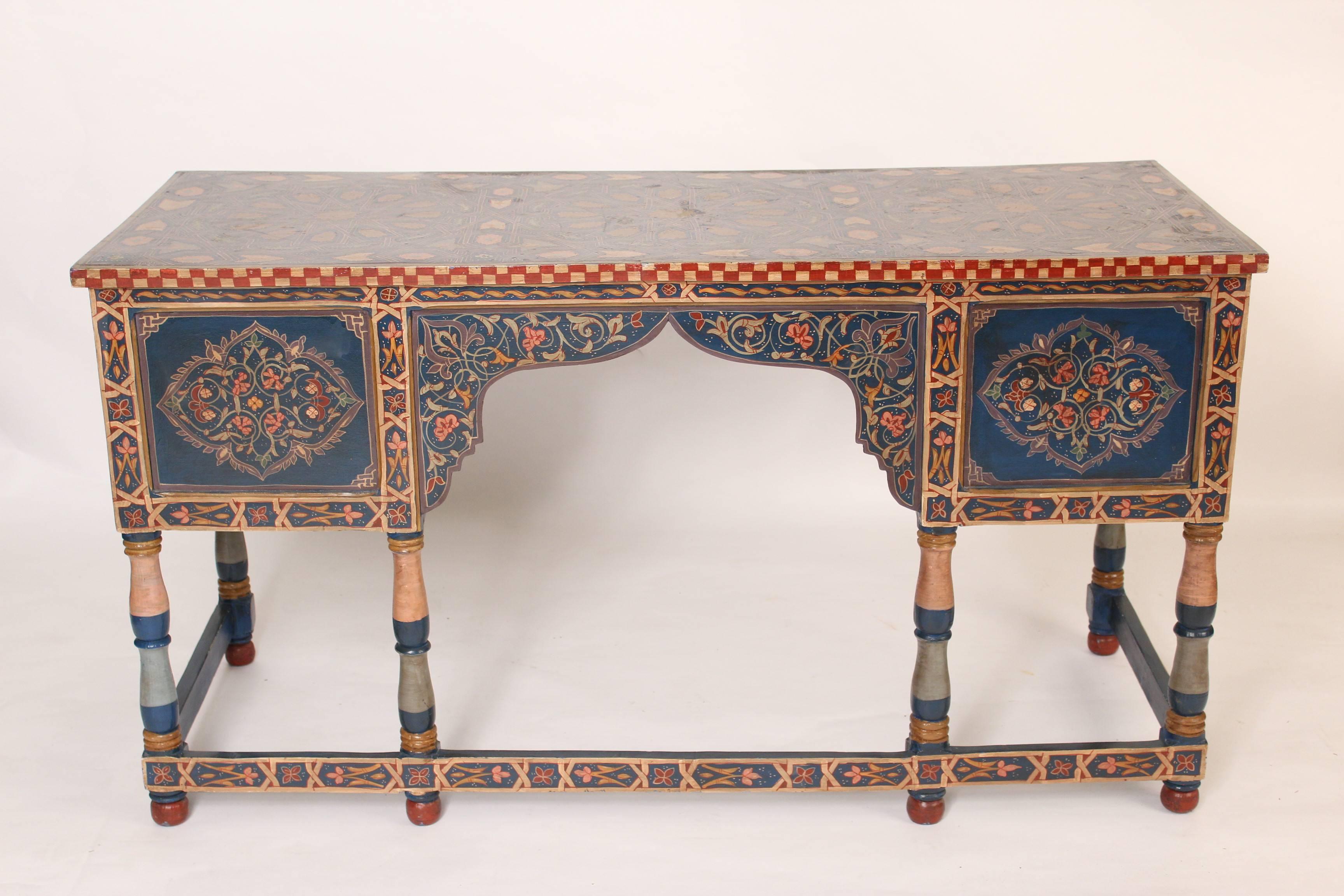 Unknown Colorful Moroccan Style Knee Hole Desk