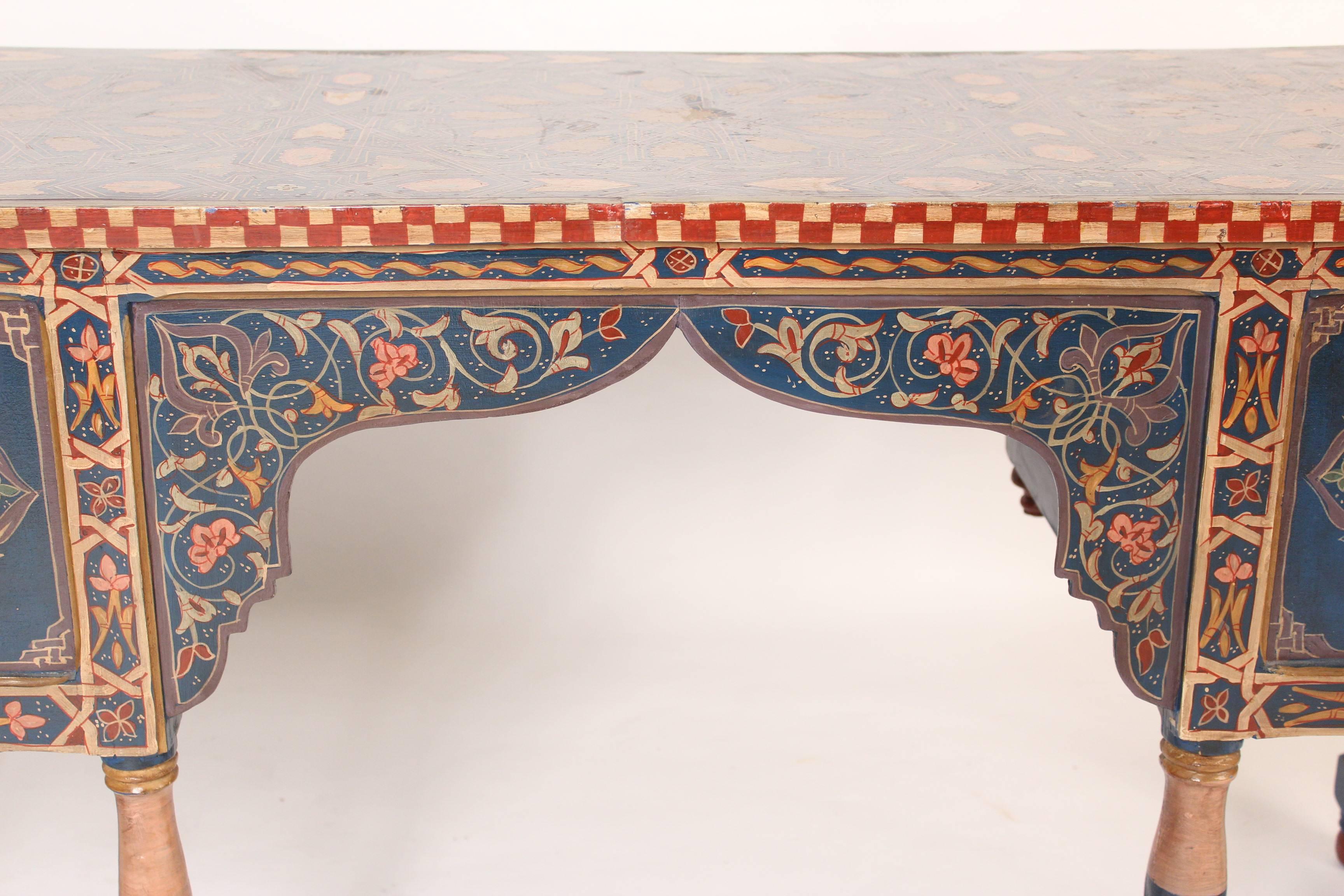 Colorful Moroccan Style Knee Hole Desk In Good Condition In Laguna Beach, CA