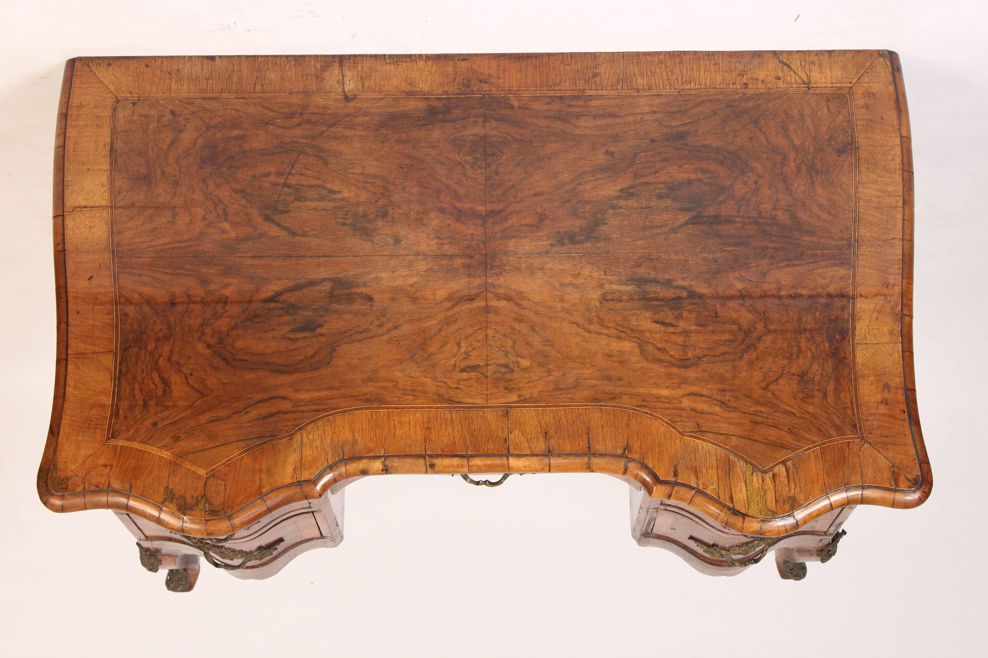Louis XV Style Burl Walnut Knee Hole Desk 1