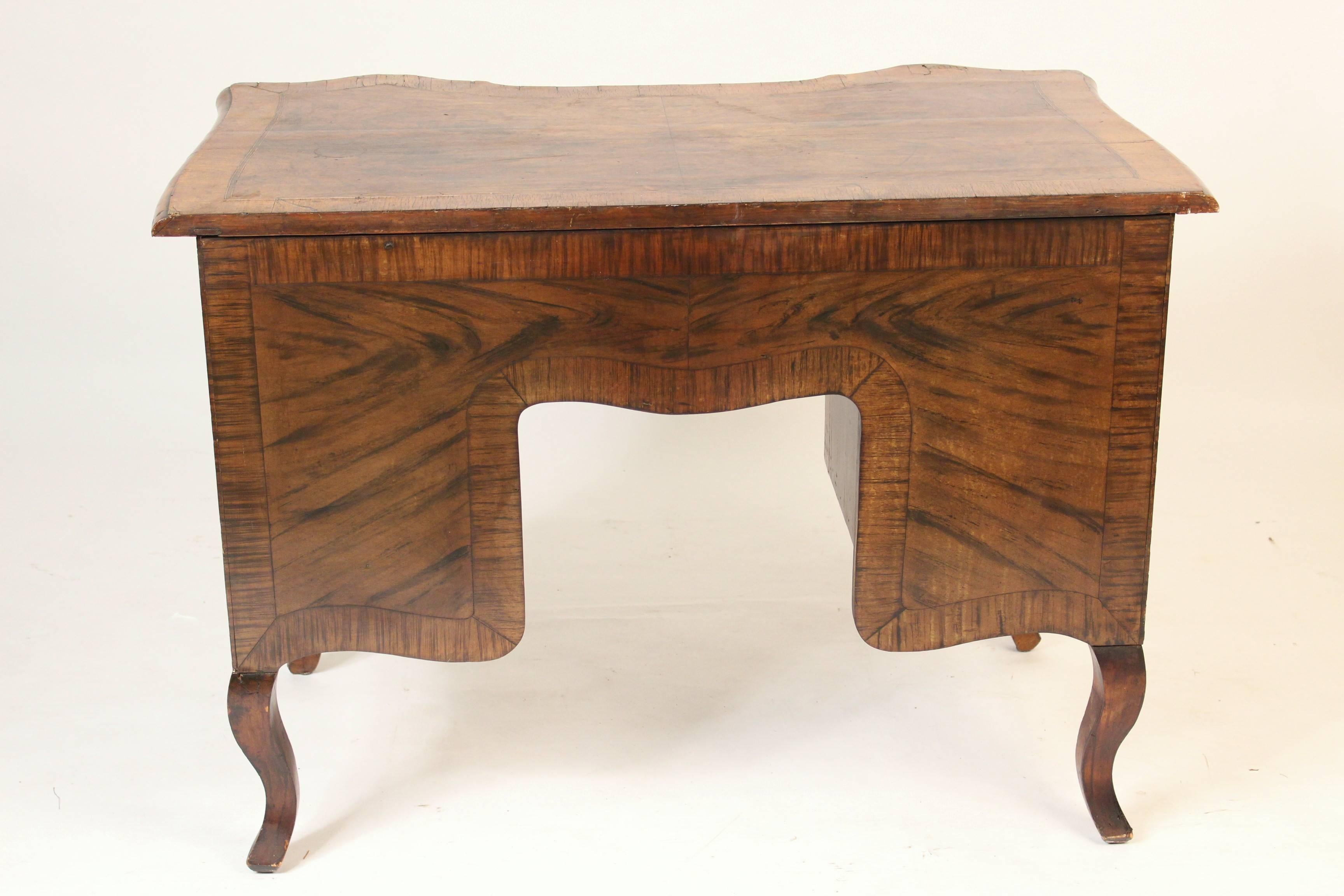 Louis XV Style Burl Walnut Knee Hole Desk 2