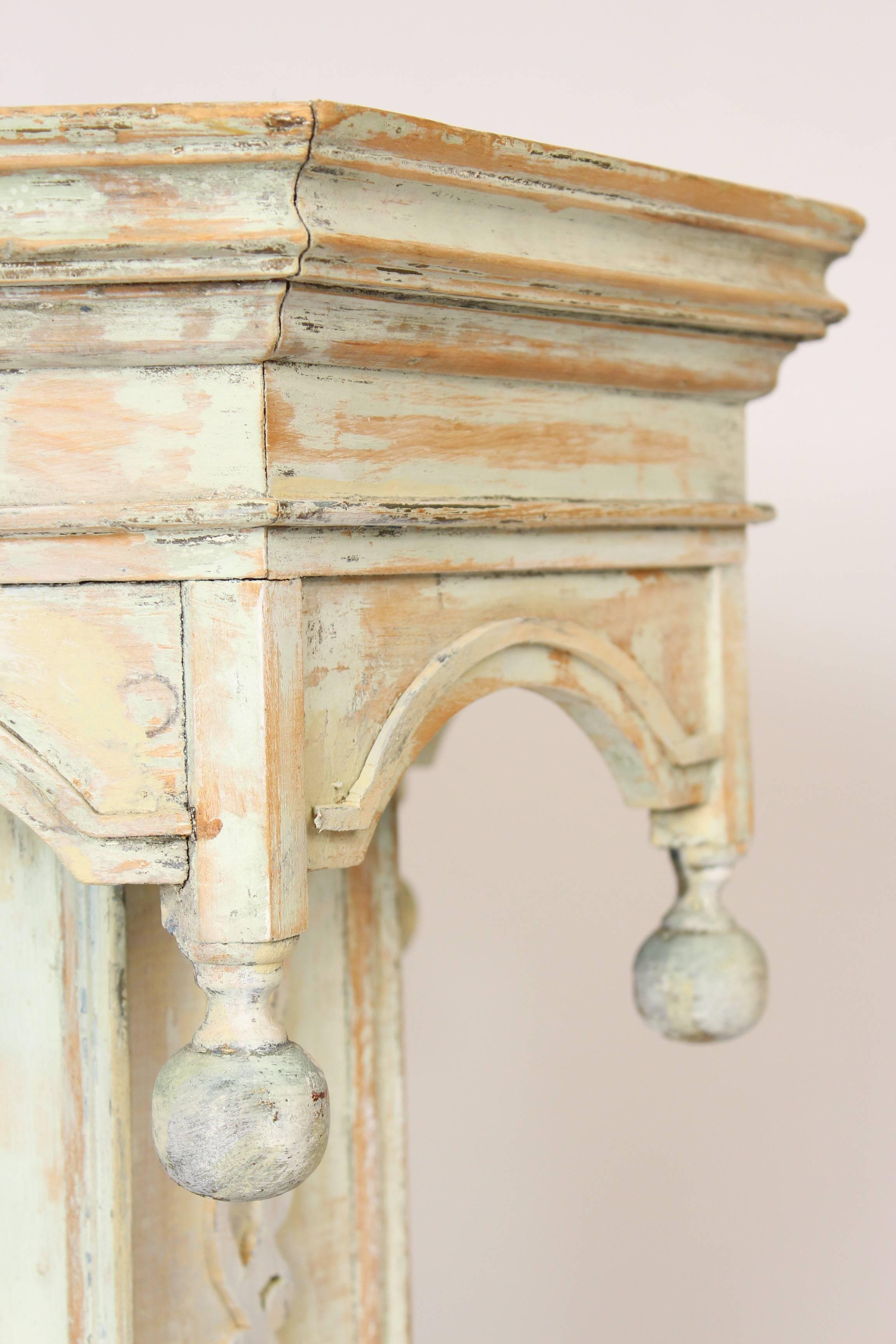 Pine Pair of Gothic Revival Painted Pedestals