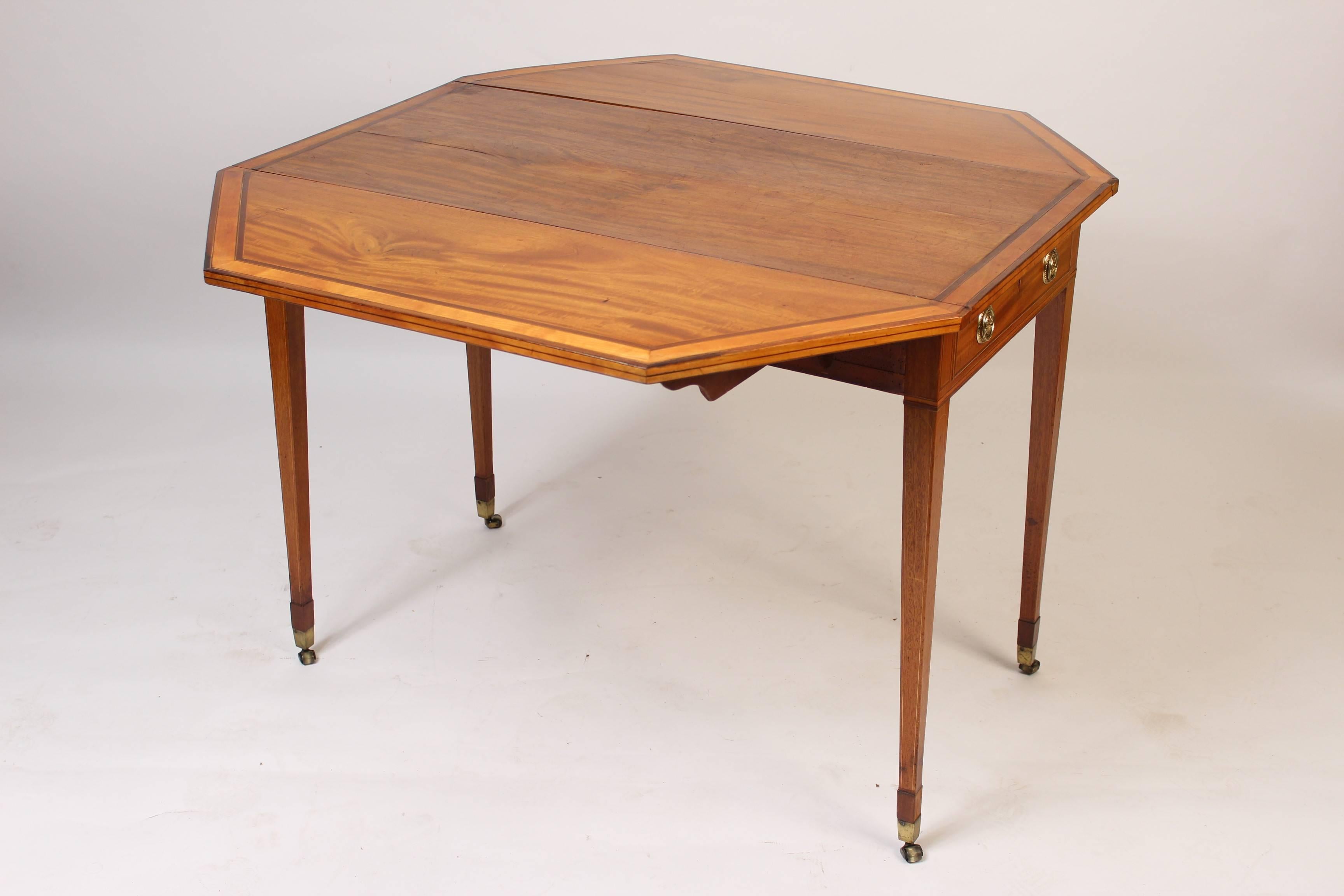 George III style satinwood and mahogany pembroke table, late 19th century.