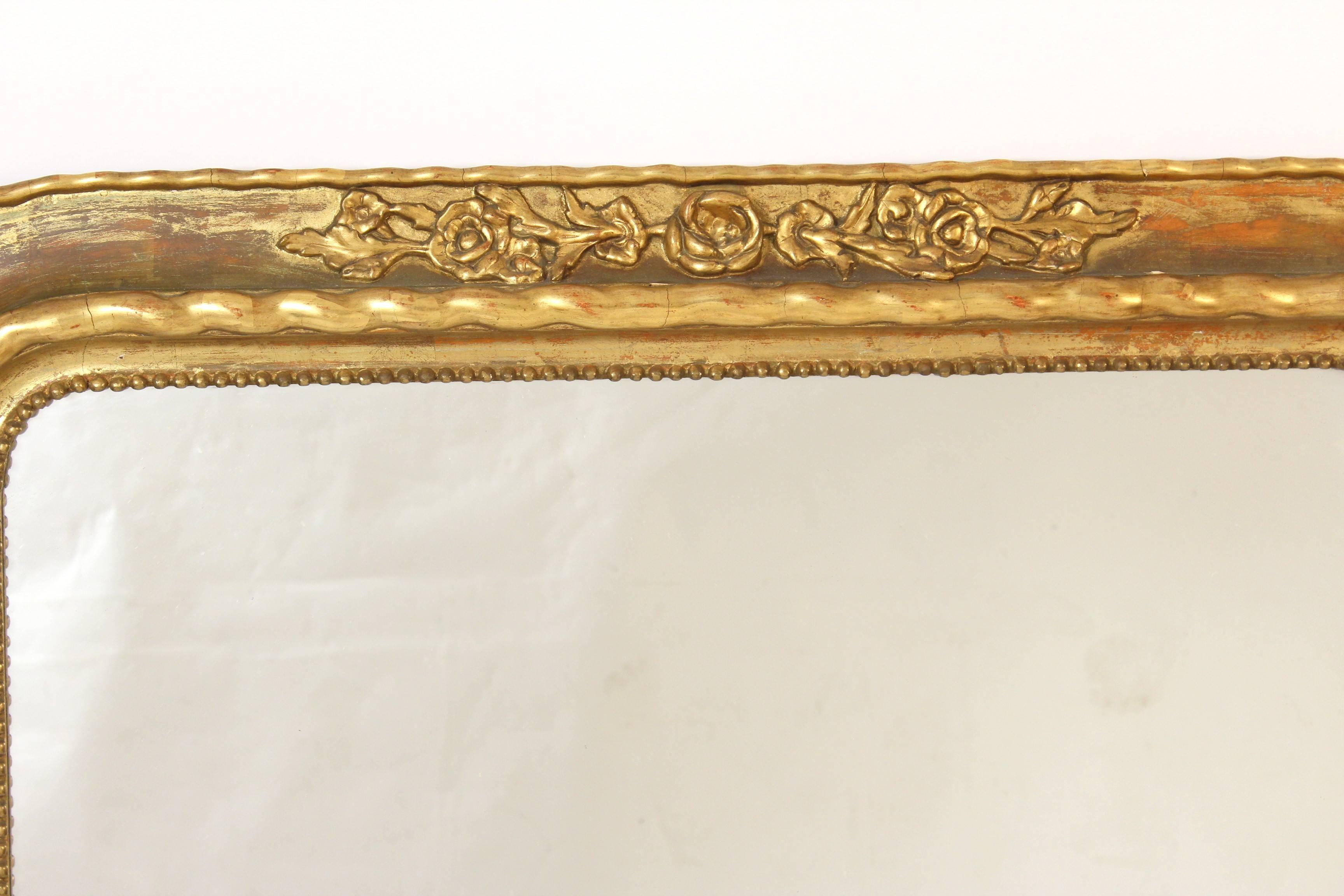 European Napoleon III Style Gilt Wood Mirror