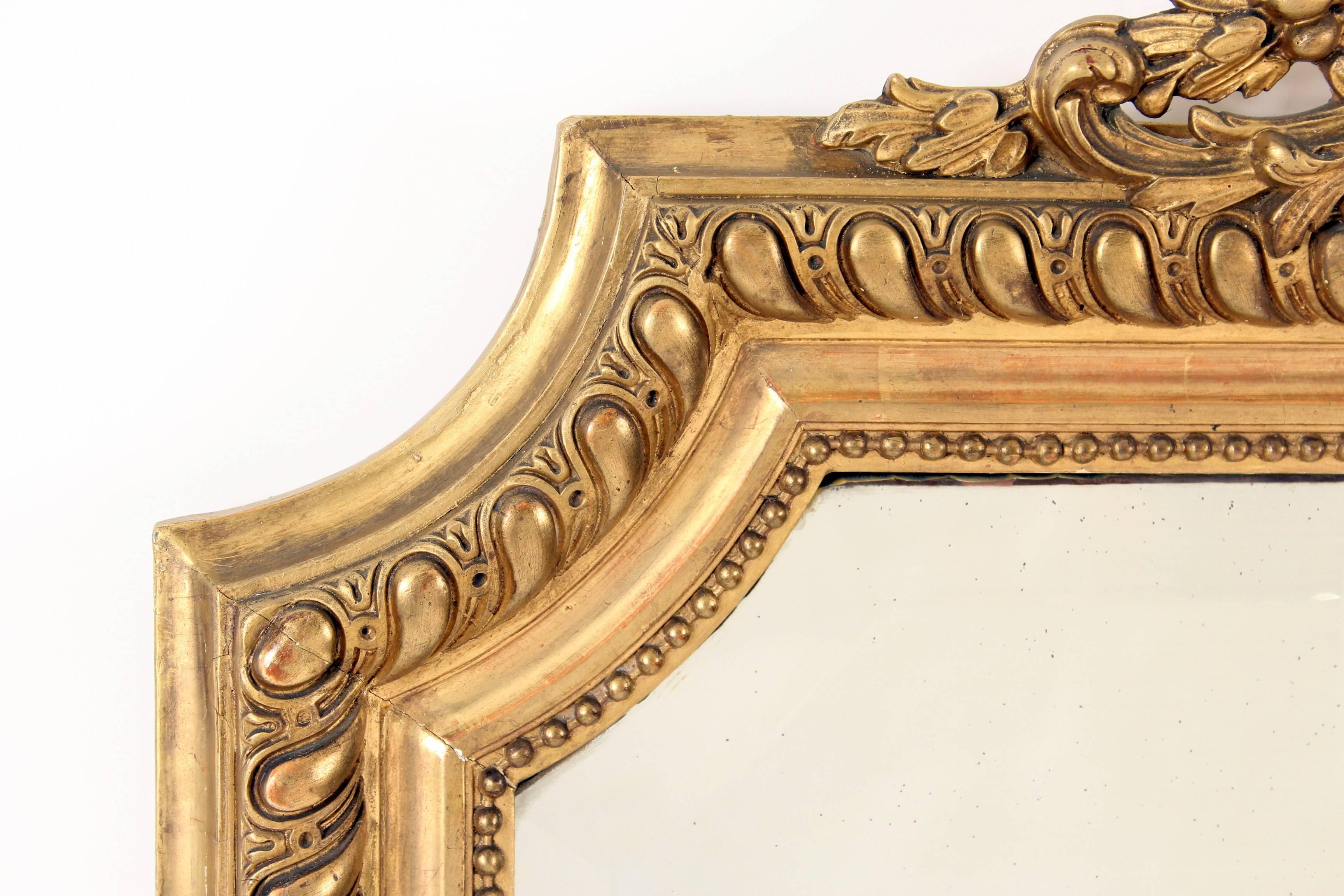 European Louis XVI Style Gilt Wood Mirror