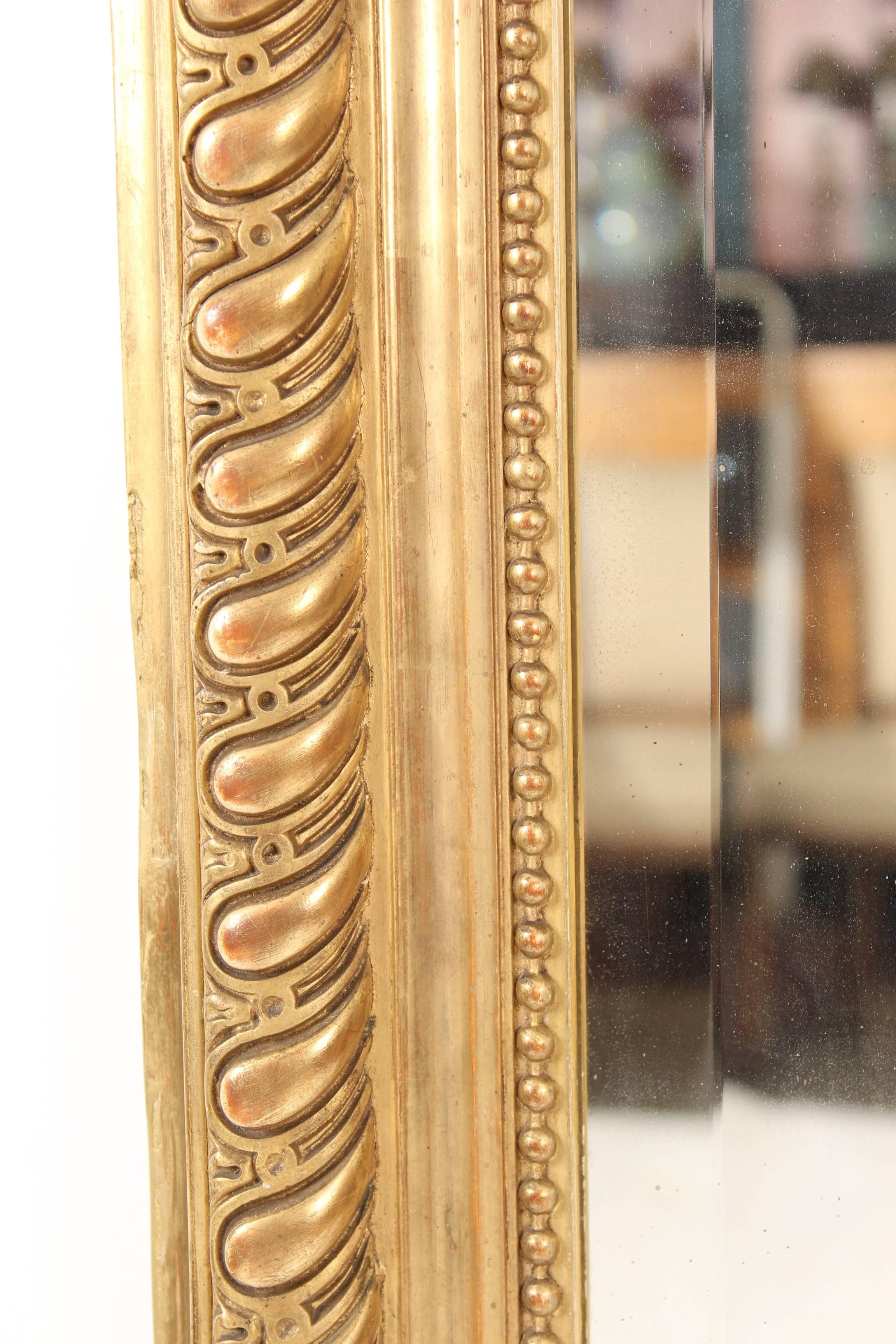 Gesso Louis XVI Style Gilt Wood Mirror