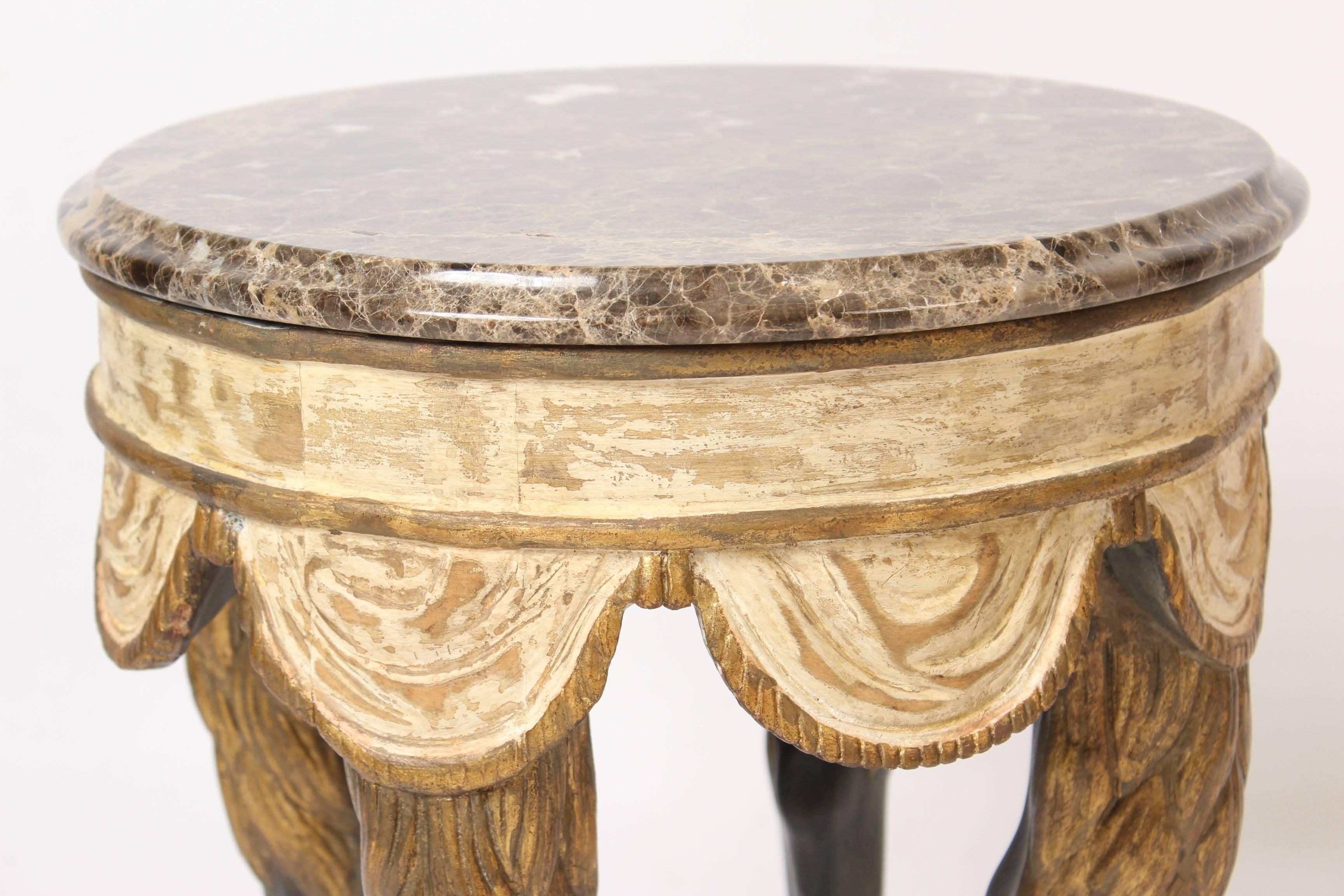 Pair of Continental Neoclassical Style Marble Top Occasional Tables In Excellent Condition In Laguna Beach, CA