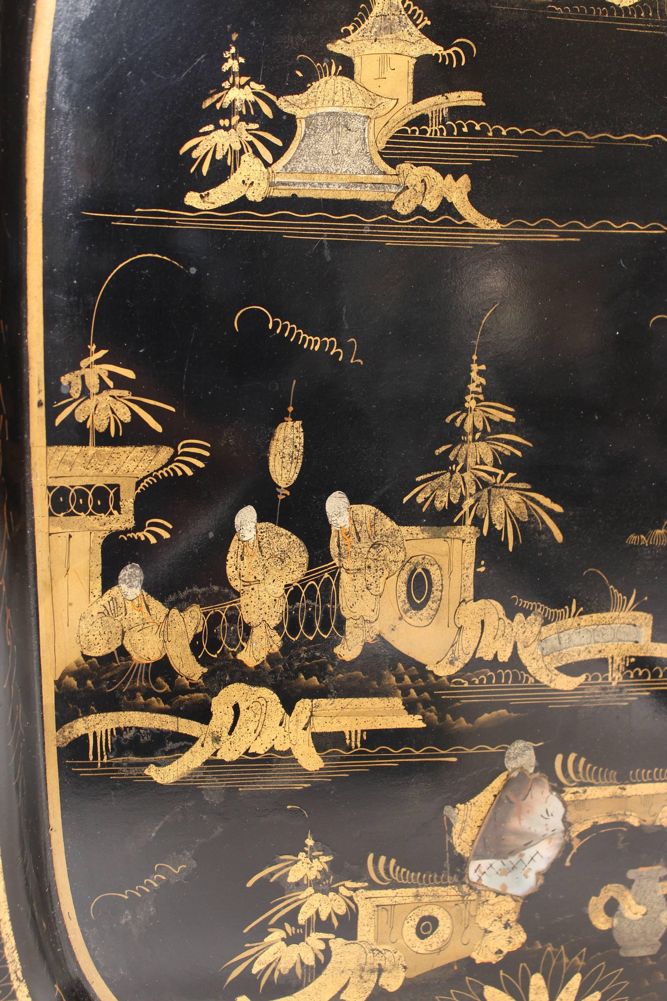 English Regency Chinoiserie Style Tole Tray Table 1