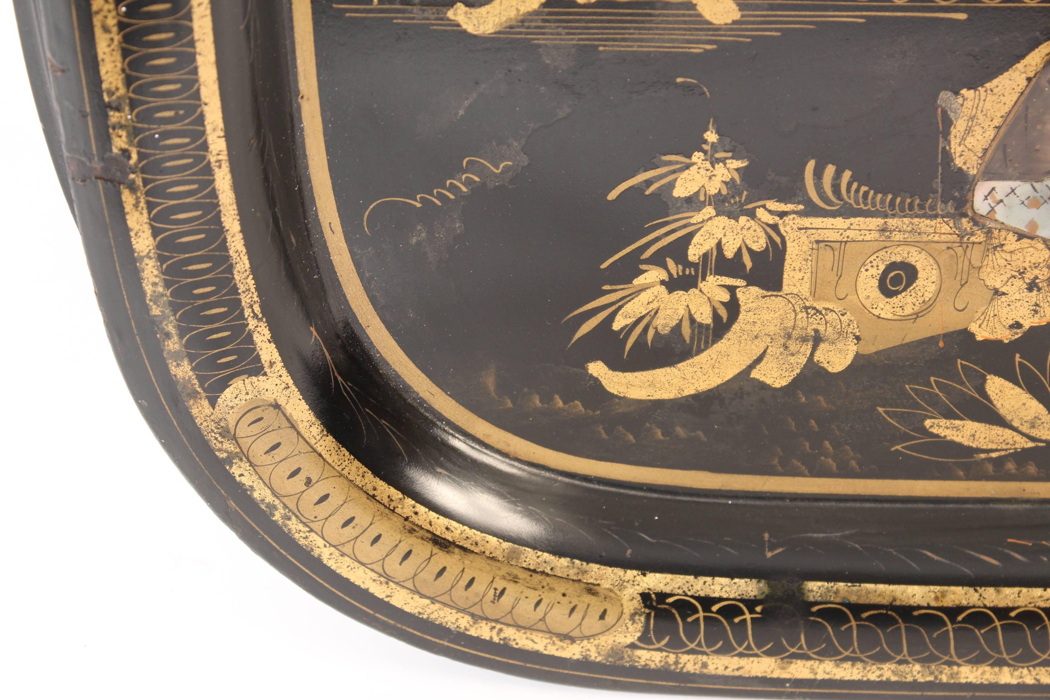 English Regency Chinoiserie Style Tole Tray Table 2