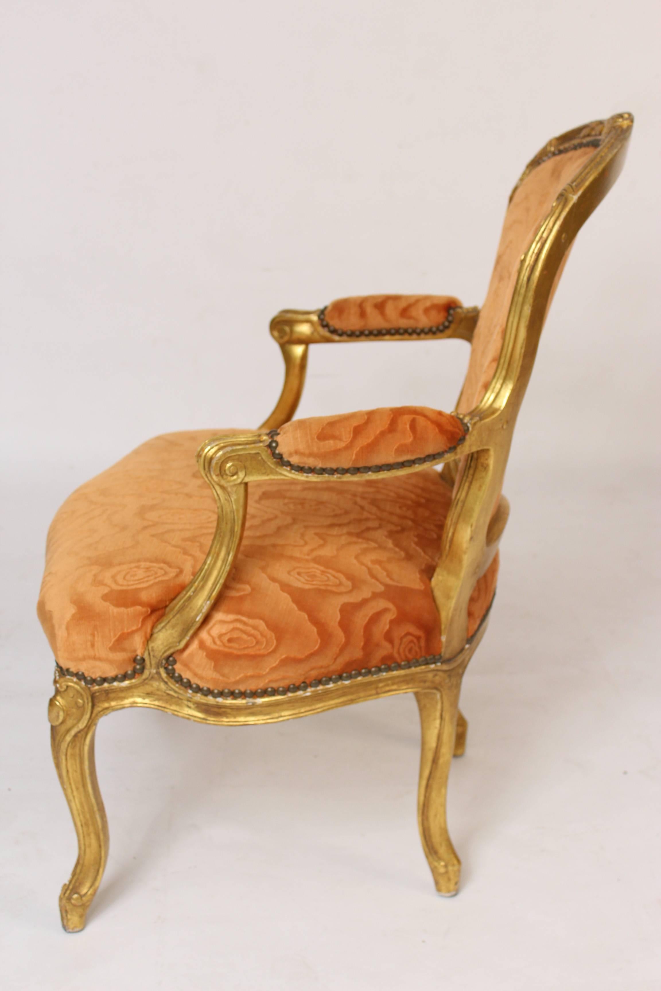 Pair of Louis XV Style Giltwood Armchairs 2