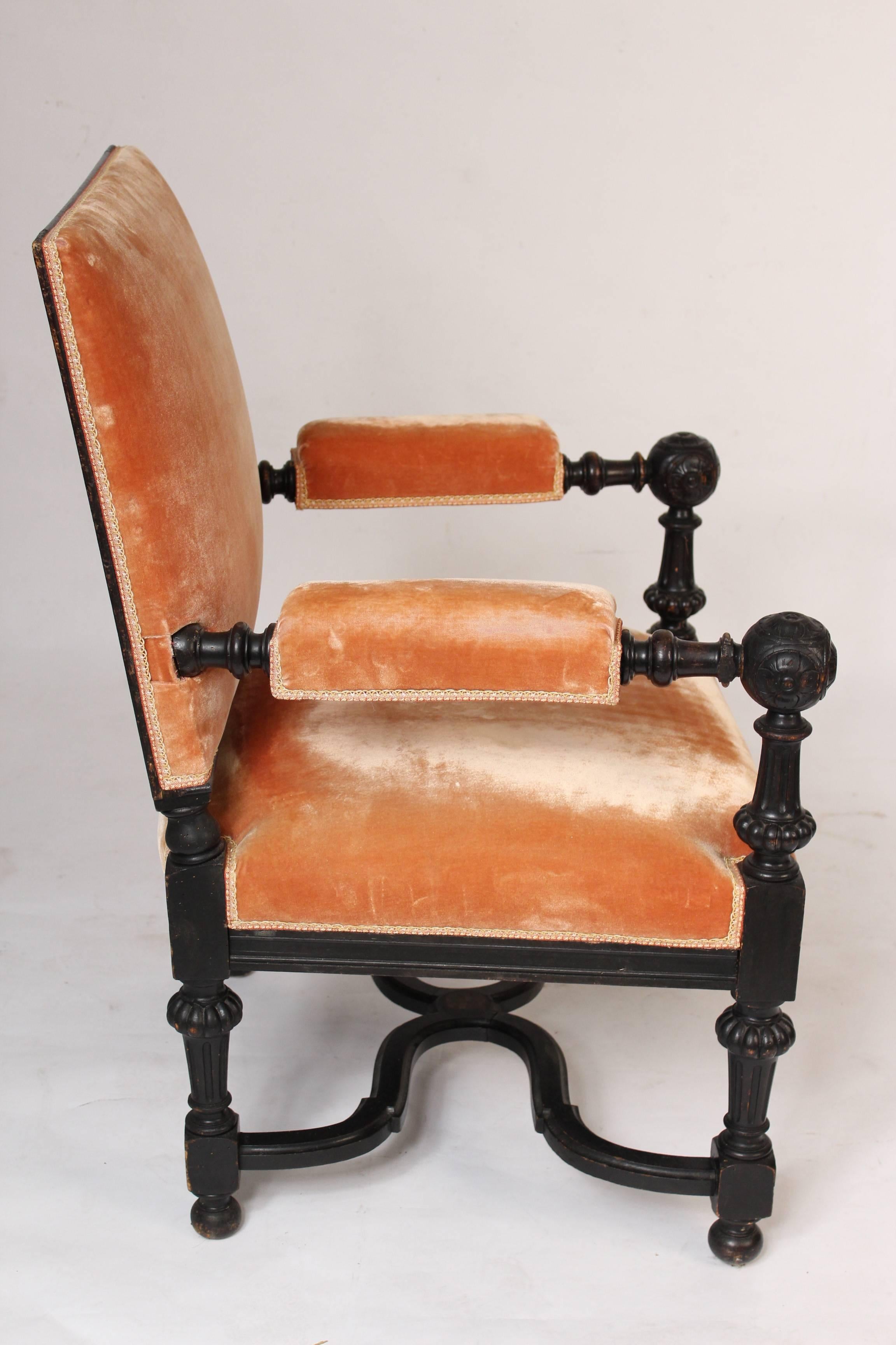 European Pair of ebonized Napoleon III Armchairs