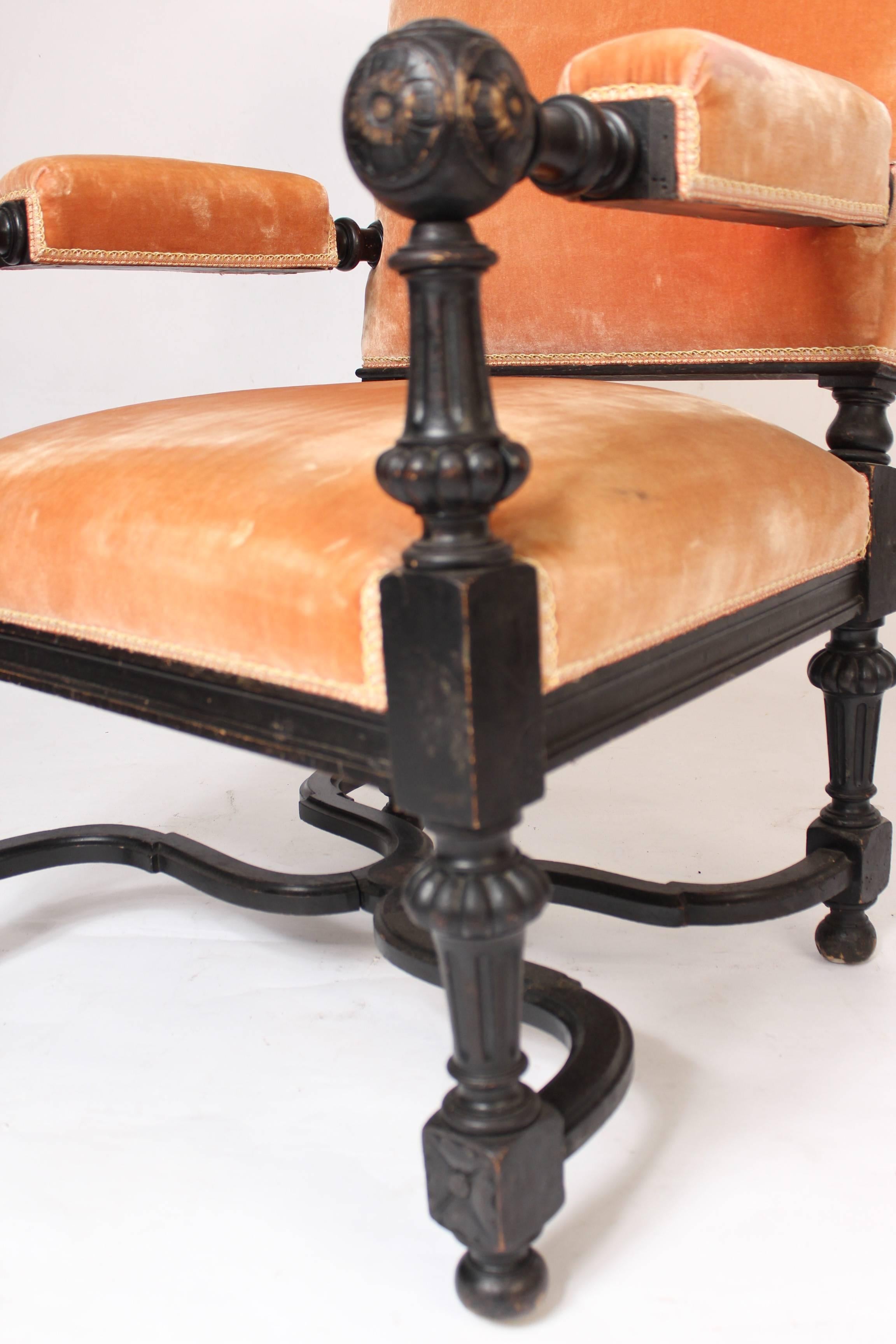 Upholstery Pair of ebonized Napoleon III Armchairs