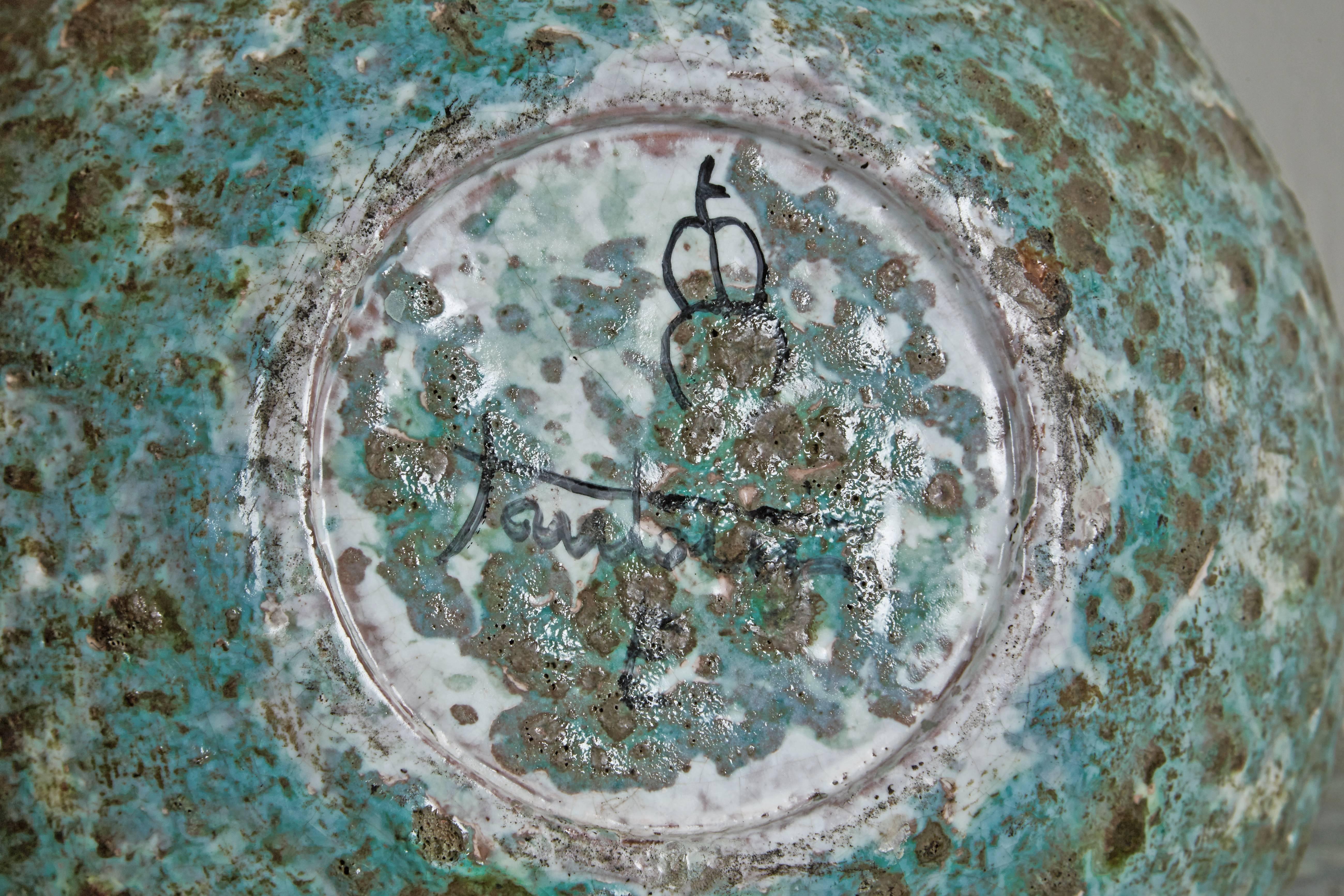 Glazed Signed, Mid-Century, Italian Ceramic Vessel