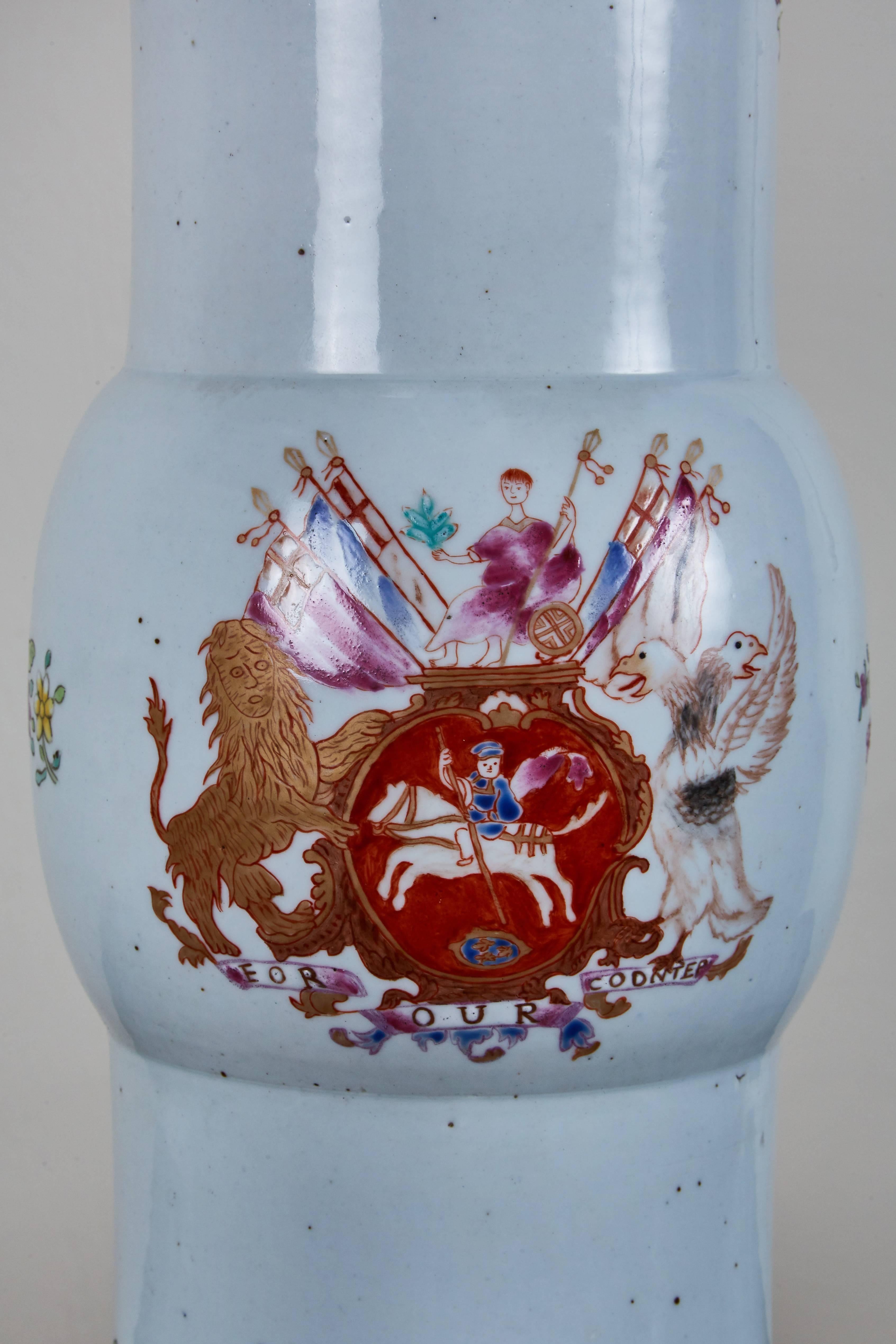 Grand Pair of, circa 1915 Armorial Vases for the U.K. Market For Sale 1