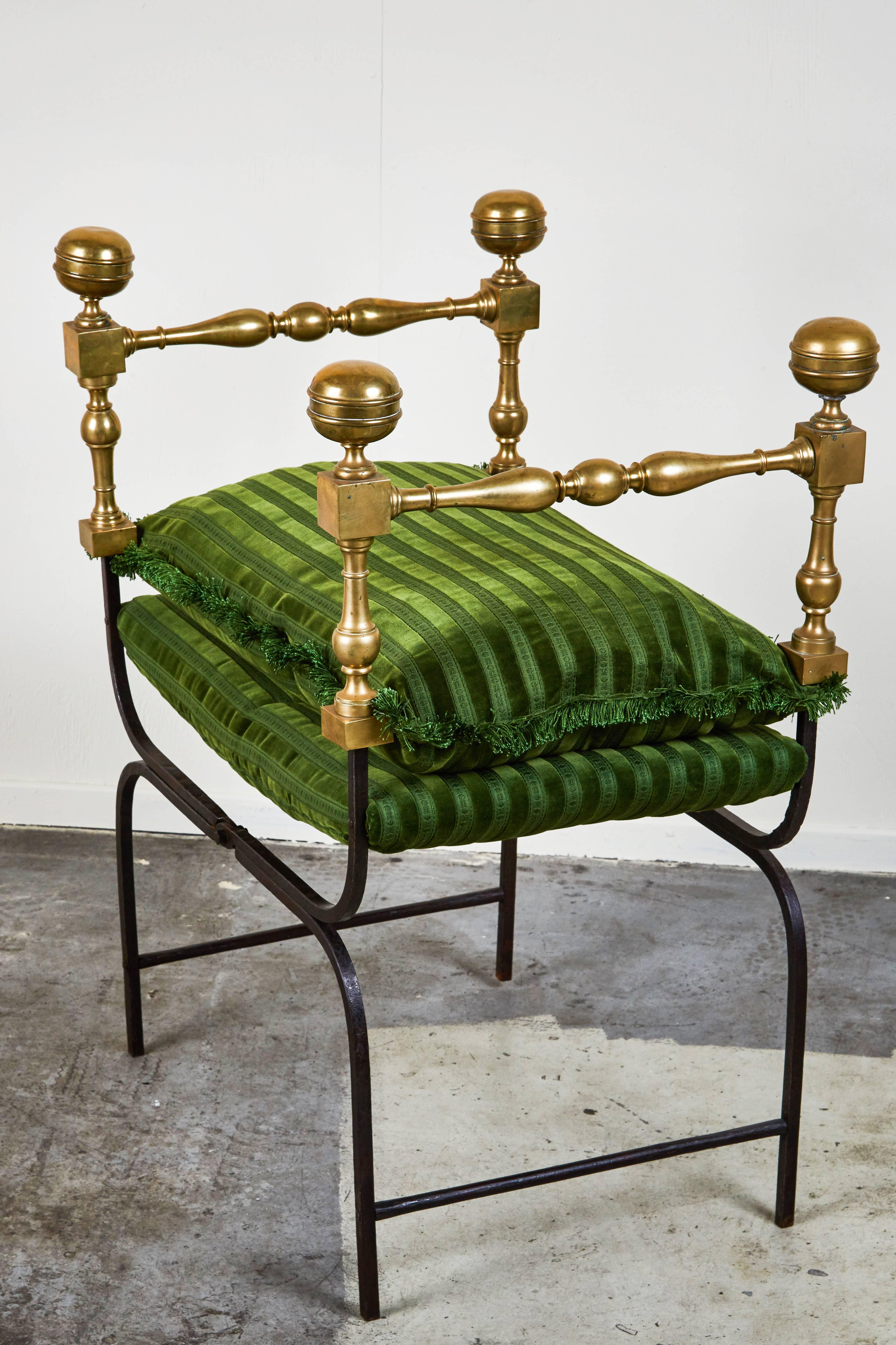 Polished Striking, 19th Century Iron and Brass Savanarola Chair