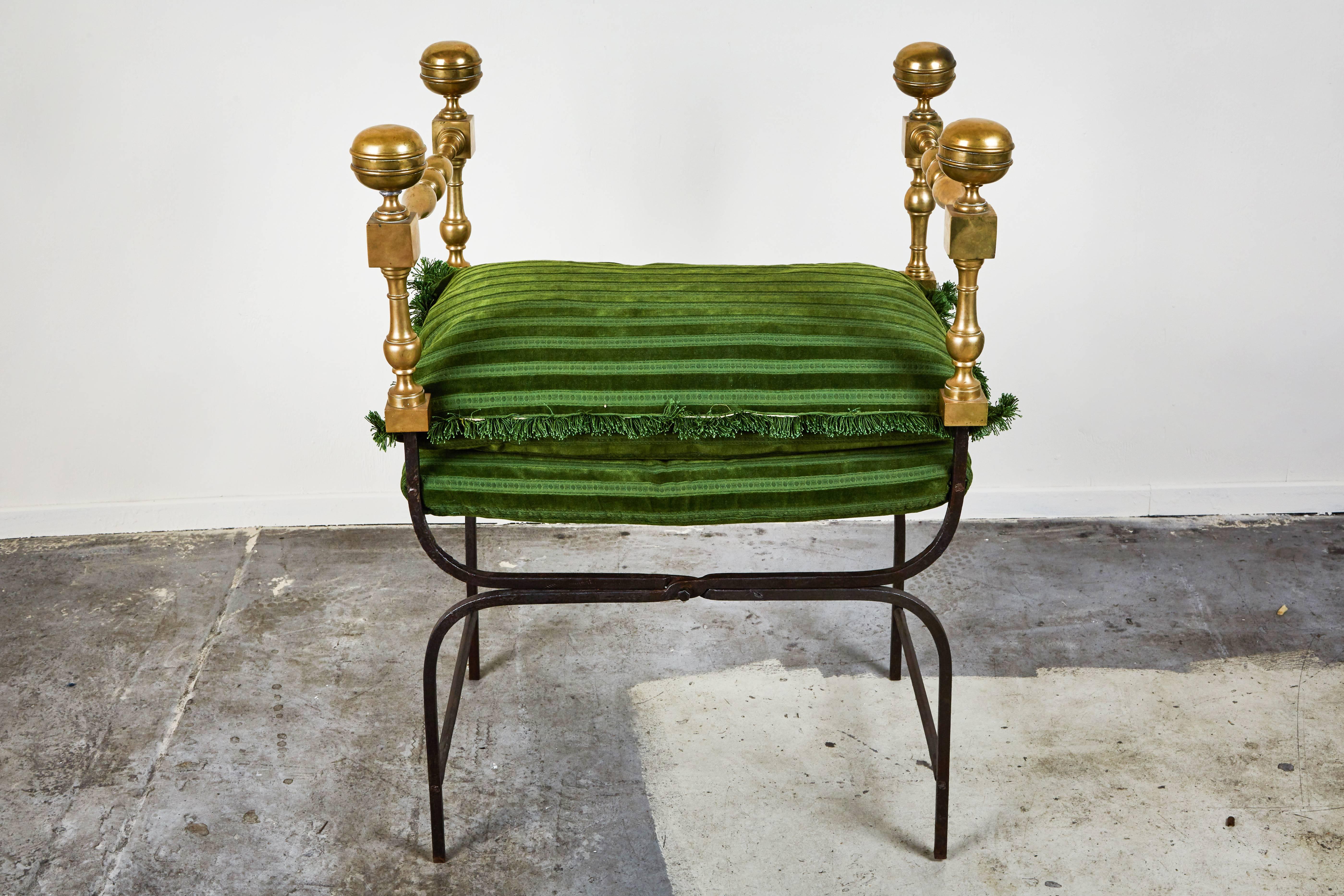 Striking, 19th Century Iron and Brass Savanarola Chair In Good Condition In Newport Beach, CA