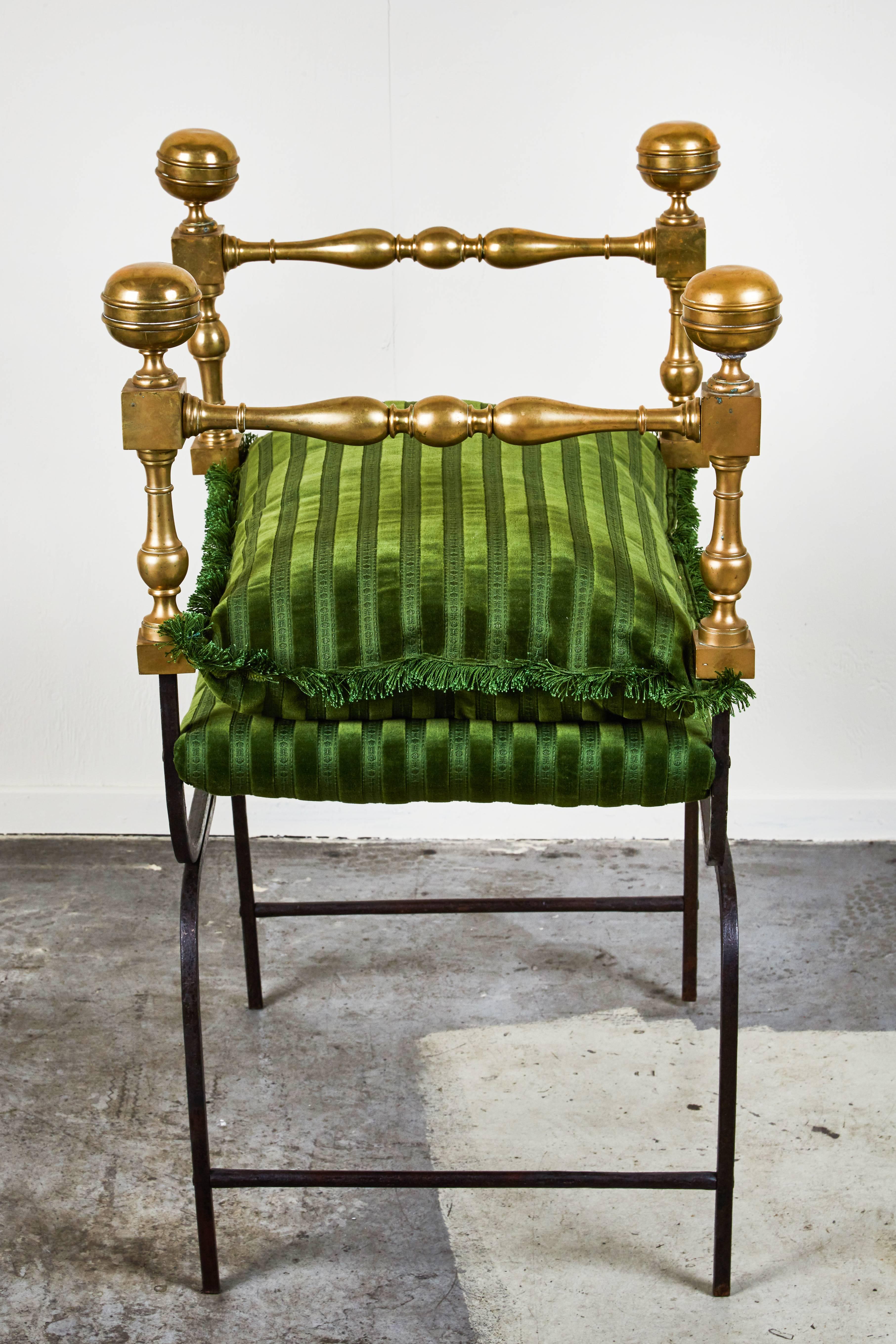 Striking, 19th Century Iron and Brass Savanarola Chair 1