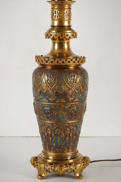 Remarkable, 19th Century Asian, Bronze, Nature-Themed Table Lamps