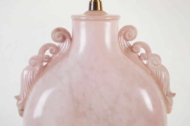 American Hollywood Regency, Pink Alabaster, Marbro Lamp For Sale