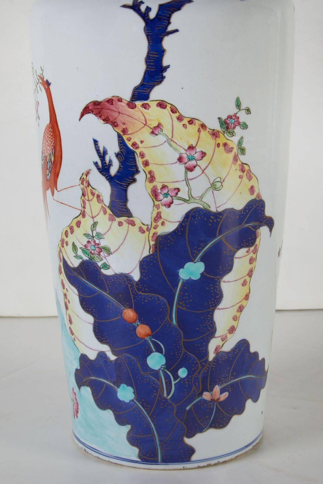 Lush, Chinese, Tobacco Leaf Vases, circa 1920 In Excellent Condition In Newport Beach, CA