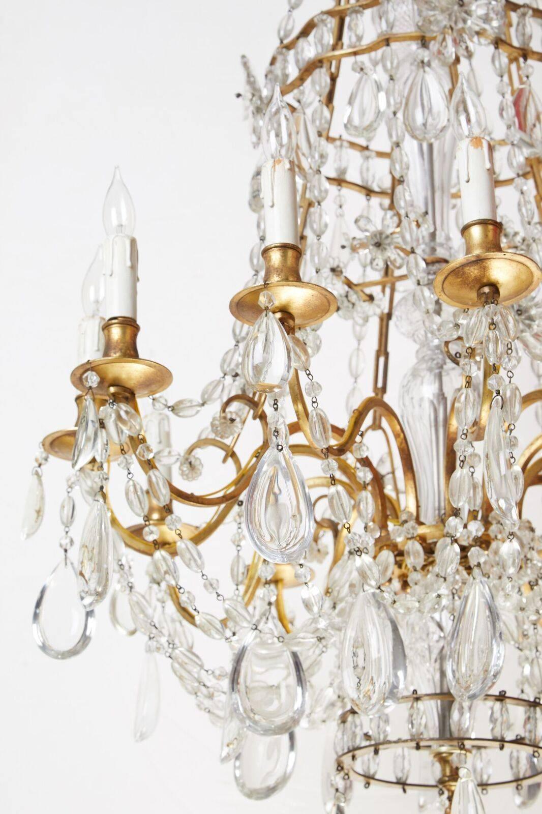 Gilt Pair of Turn-of-the-Century, French Chandeliers