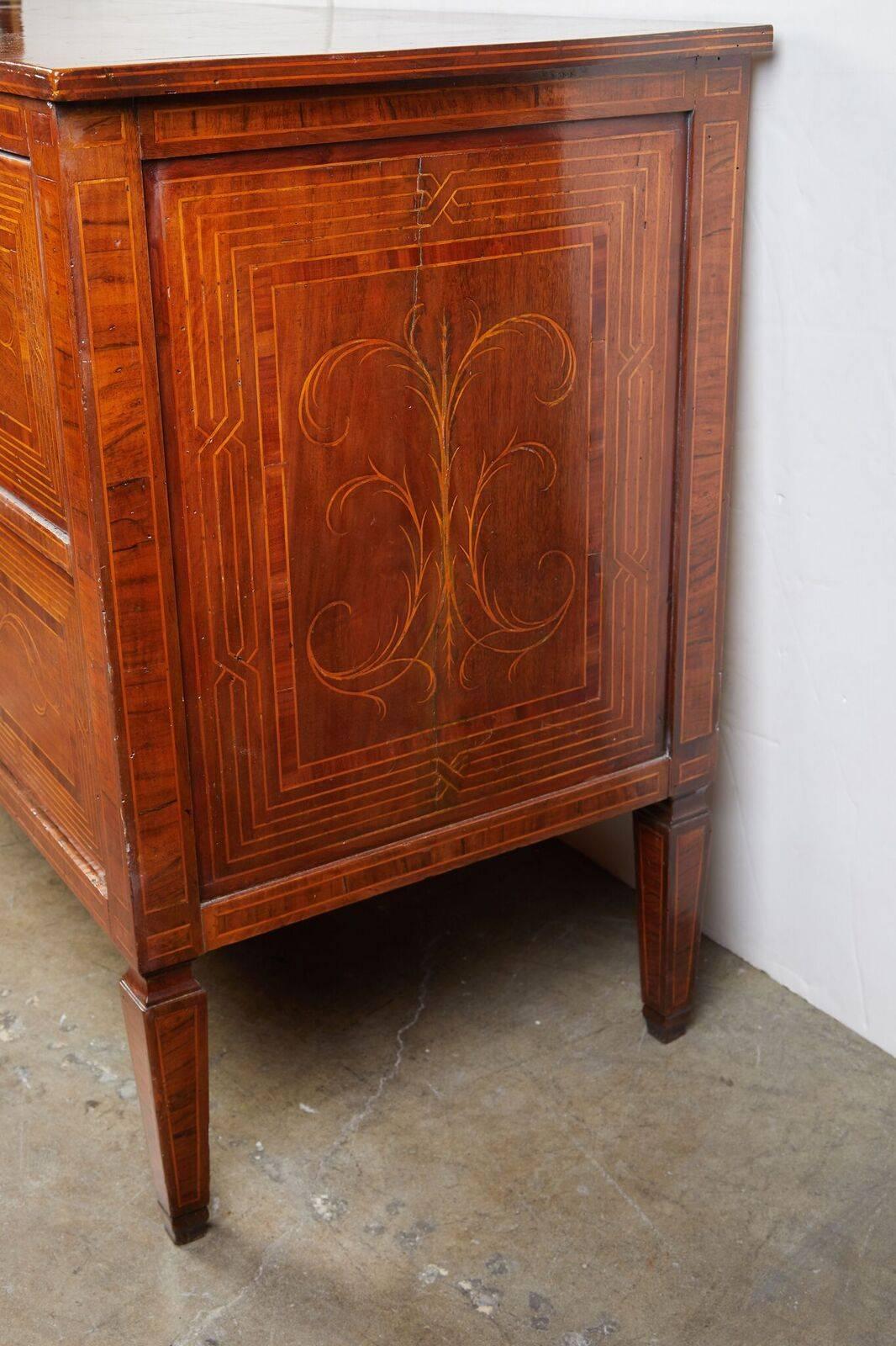 Fruitwood Outstanding, Mid-19th Century, Italian Inlaid Commode For Sale