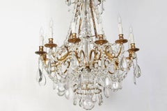 Turn-of-the-Century, Crystal and Bronze Chandelier