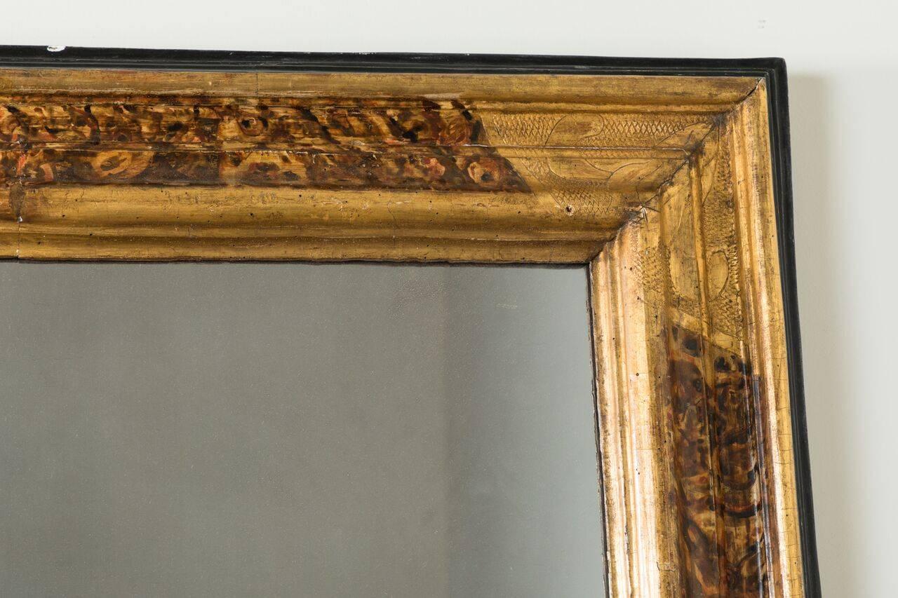 European Luxurious, 18th Century, Gilded and Painted Mirror