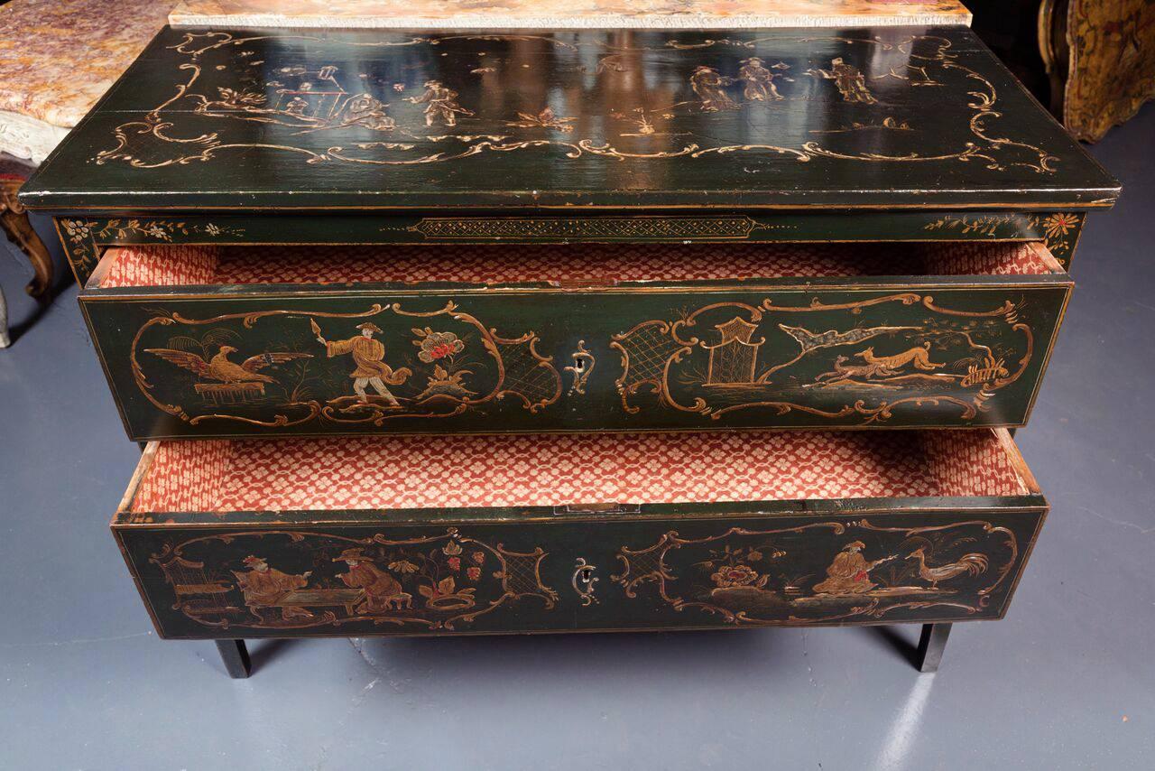 Hand-Carved 19th Century Italian Chinoiserie Commode