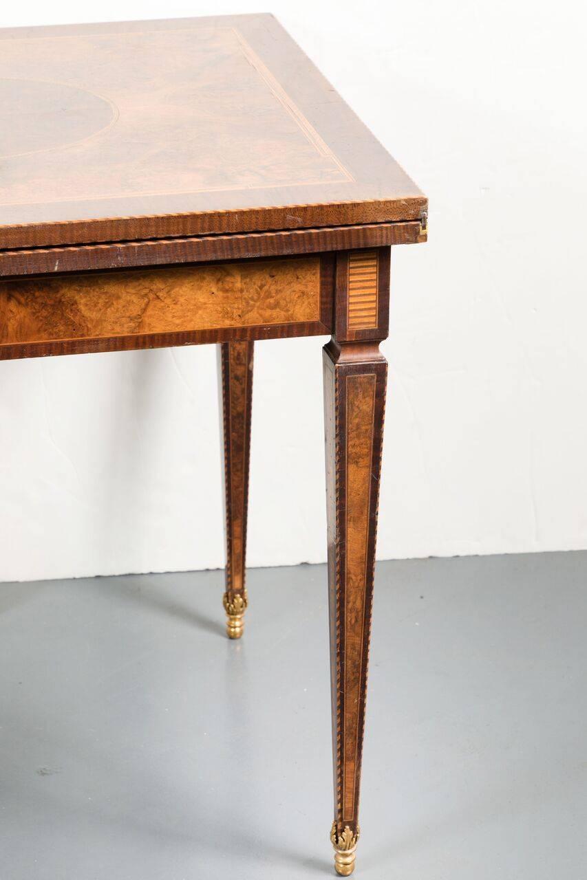 Gilt 19th Century, Veneered, Tapered Leg Games Table