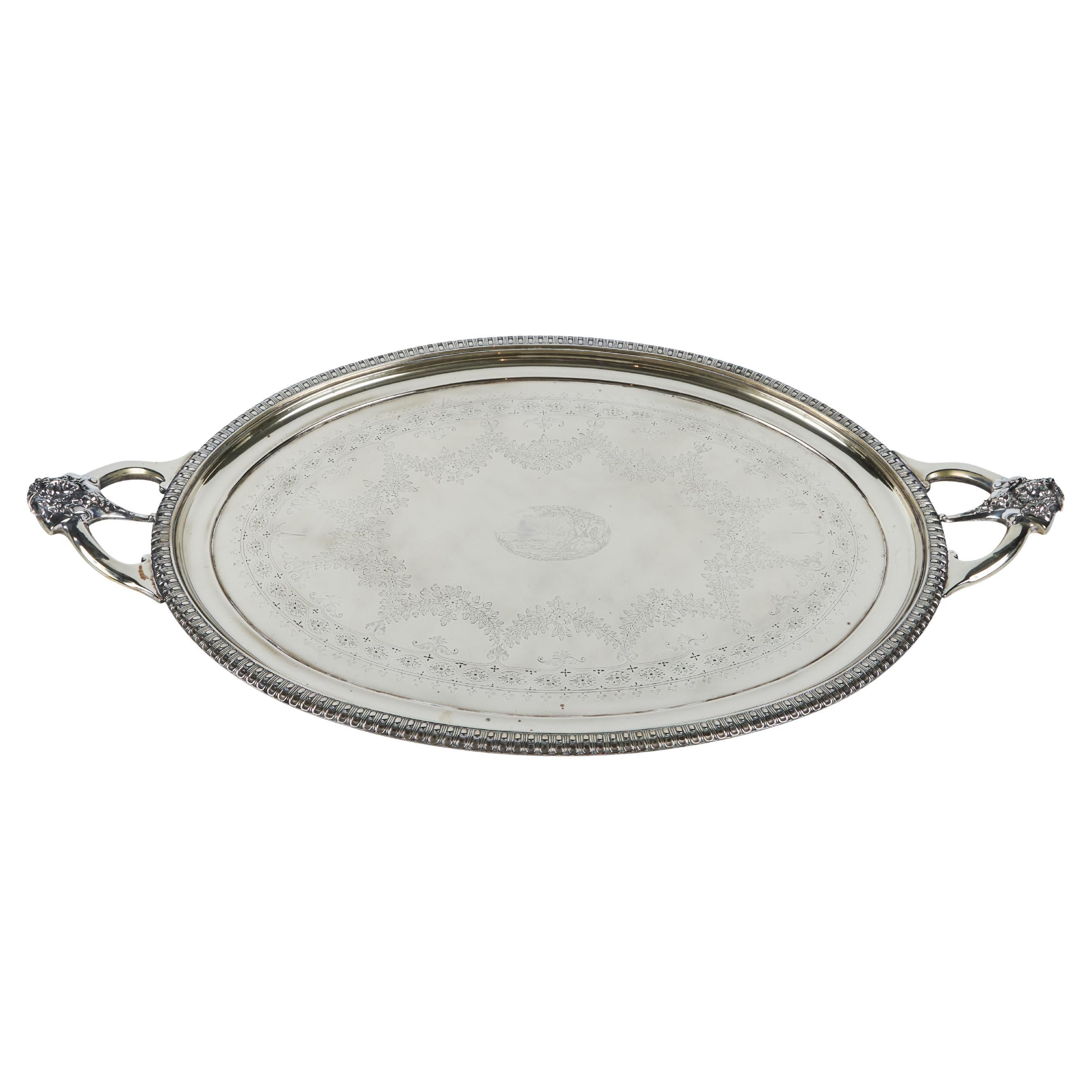 Bandeja de plata italiana grabada en venta