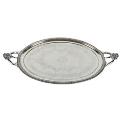 Bandeja de plata italiana grabada