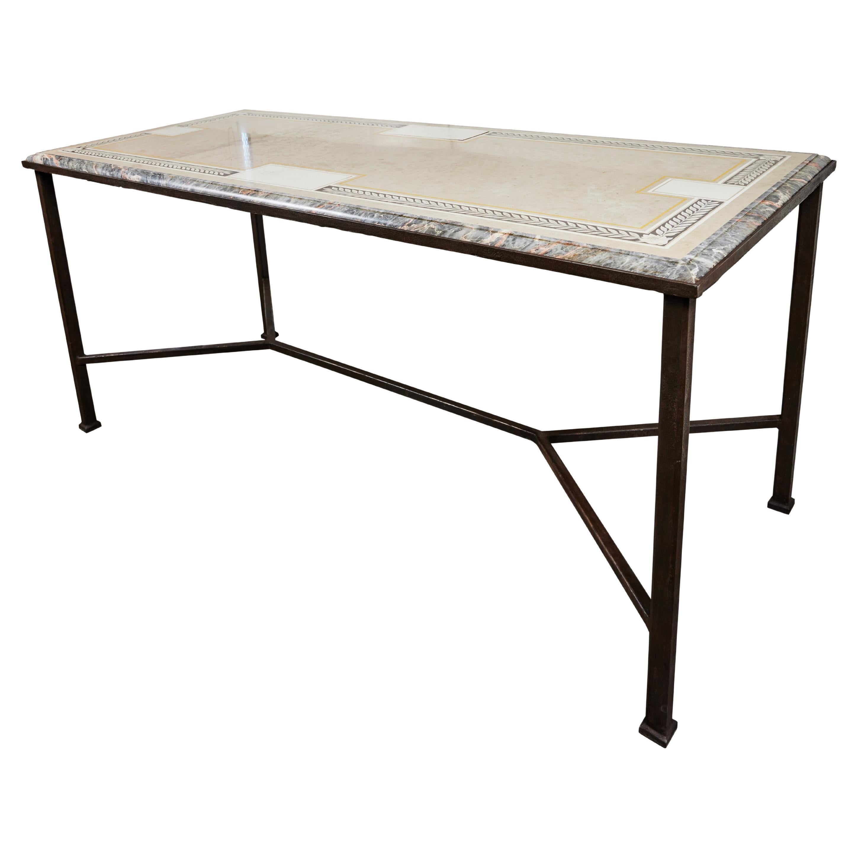 Antique Scagliola Marble-Top Table on a Contemporary Base For Sale