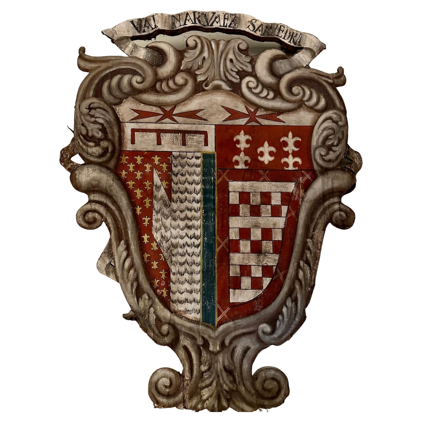 Large Painted Italian Crest For Sale