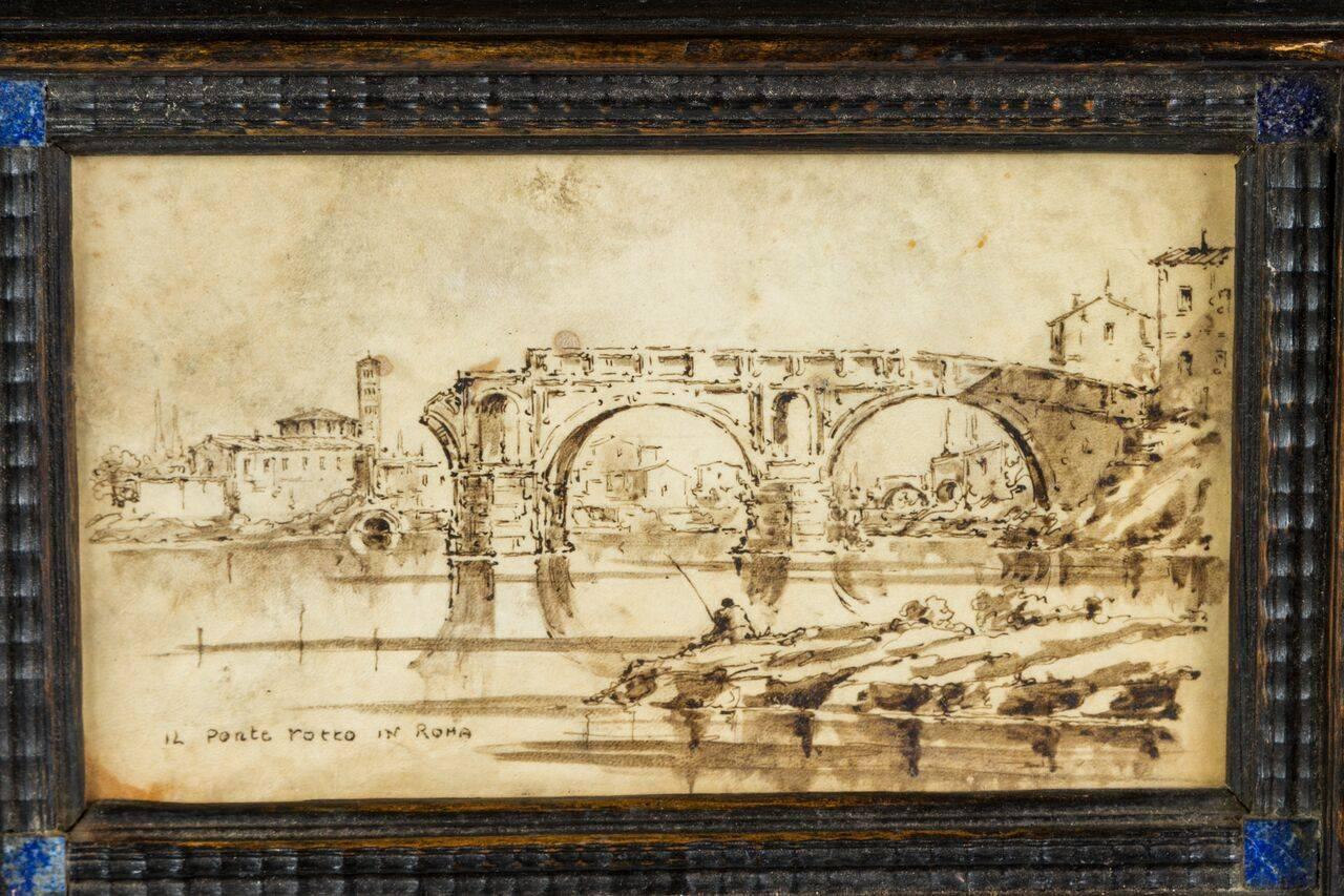 Hand-Carved 18th Century Italian Ink Drawings