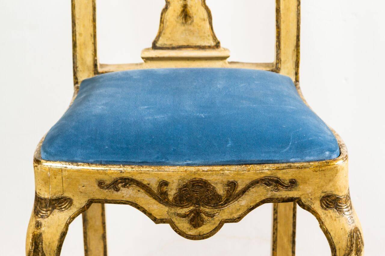 Gilt Remarkable Set of 12, Painted Venetian Dining Chairs