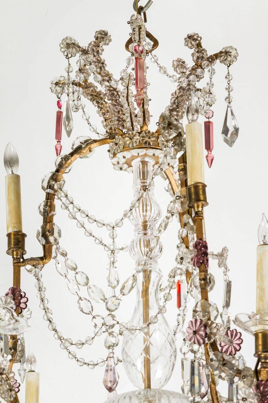 Gilt 1900s, Cut Crystal, Sicilian Chandelier For Sale