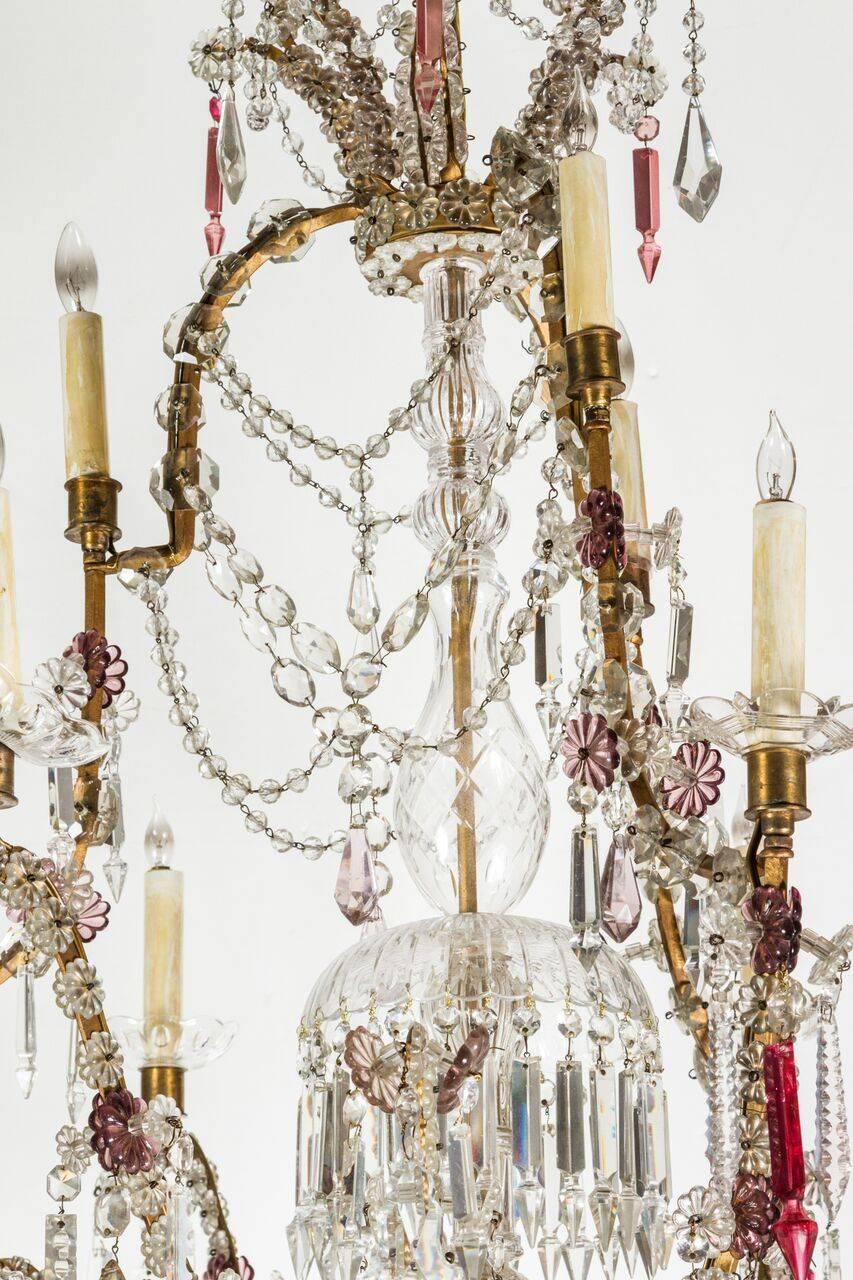 Early 20th Century 1900s, Cut Crystal, Sicilian Chandelier For Sale