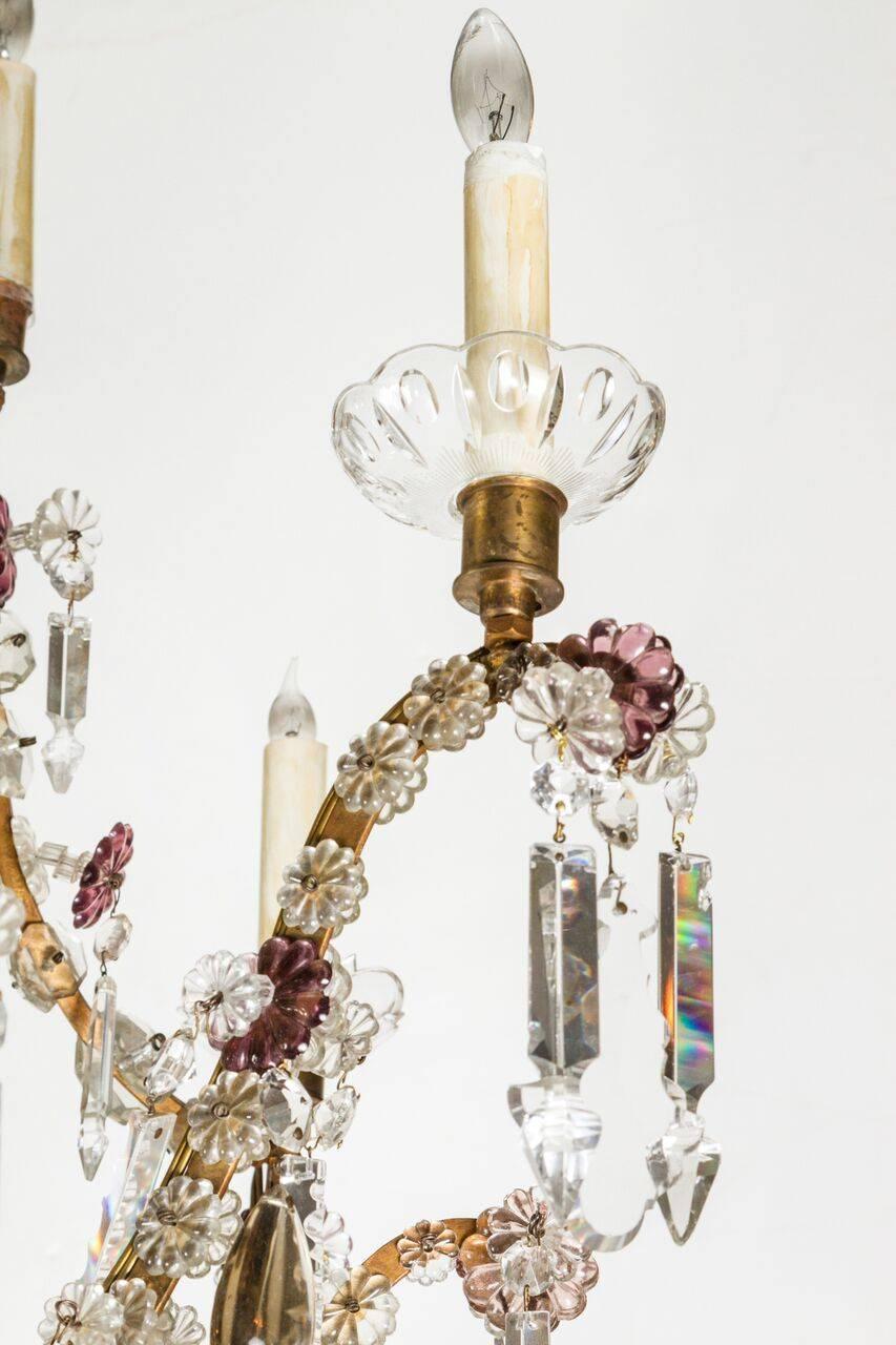 Bronze 1900s, Cut Crystal, Sicilian Chandelier For Sale