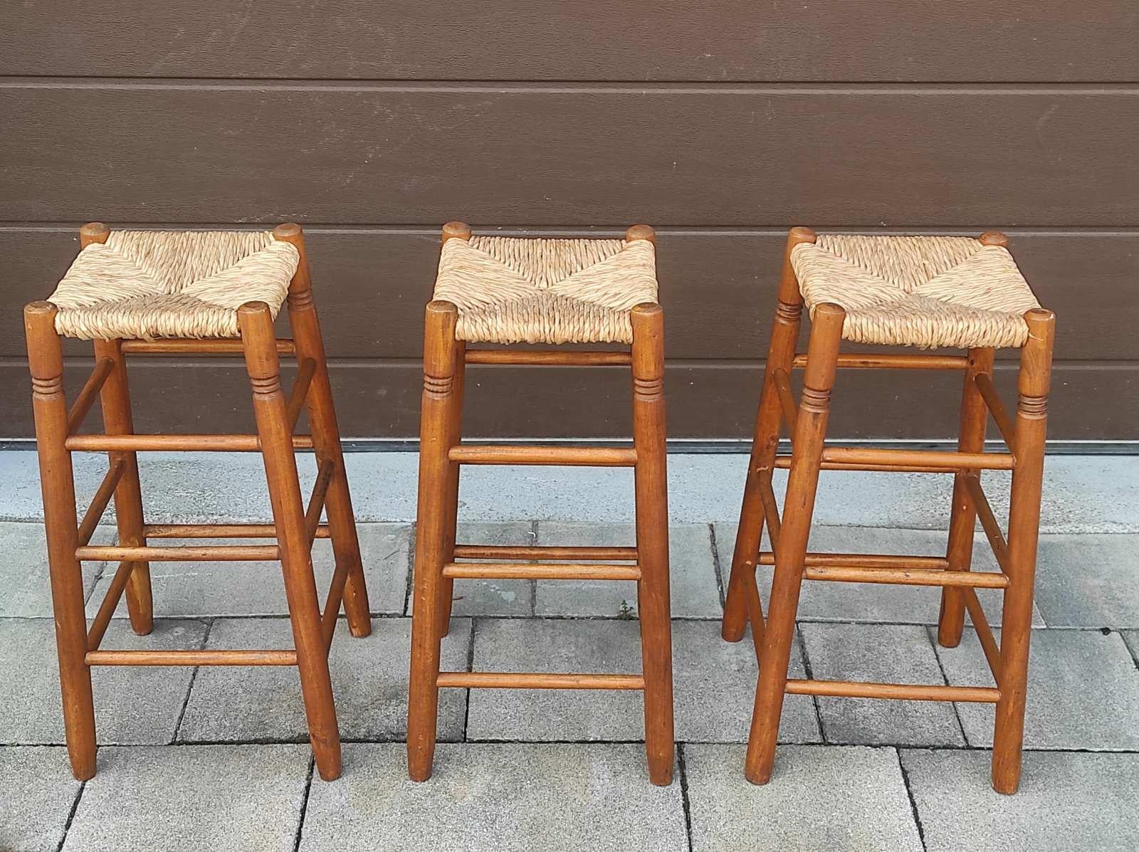Set Of Three Bar Stools in Style of Charlotte Perriand France 1960s