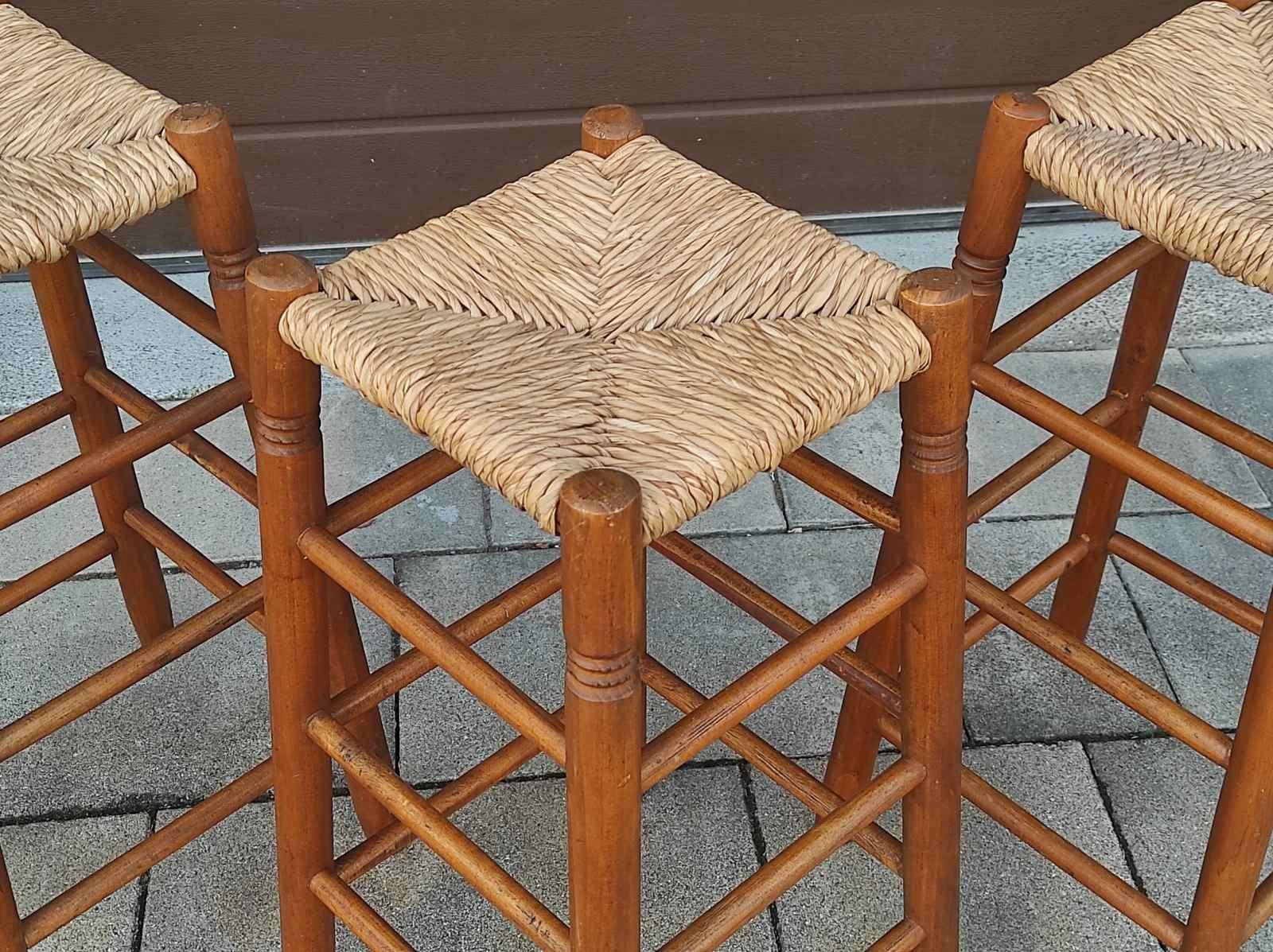 Set Of Three Charlotte Perriand Style Bar Stools France 1960s For Sale 1