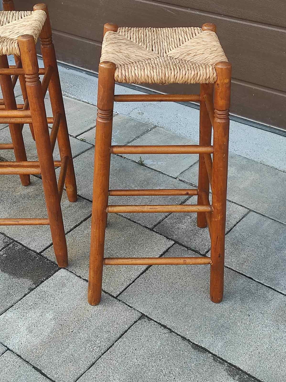 Set Of Three Charlotte Perriand Style Bar Stools France 1960s For Sale 3